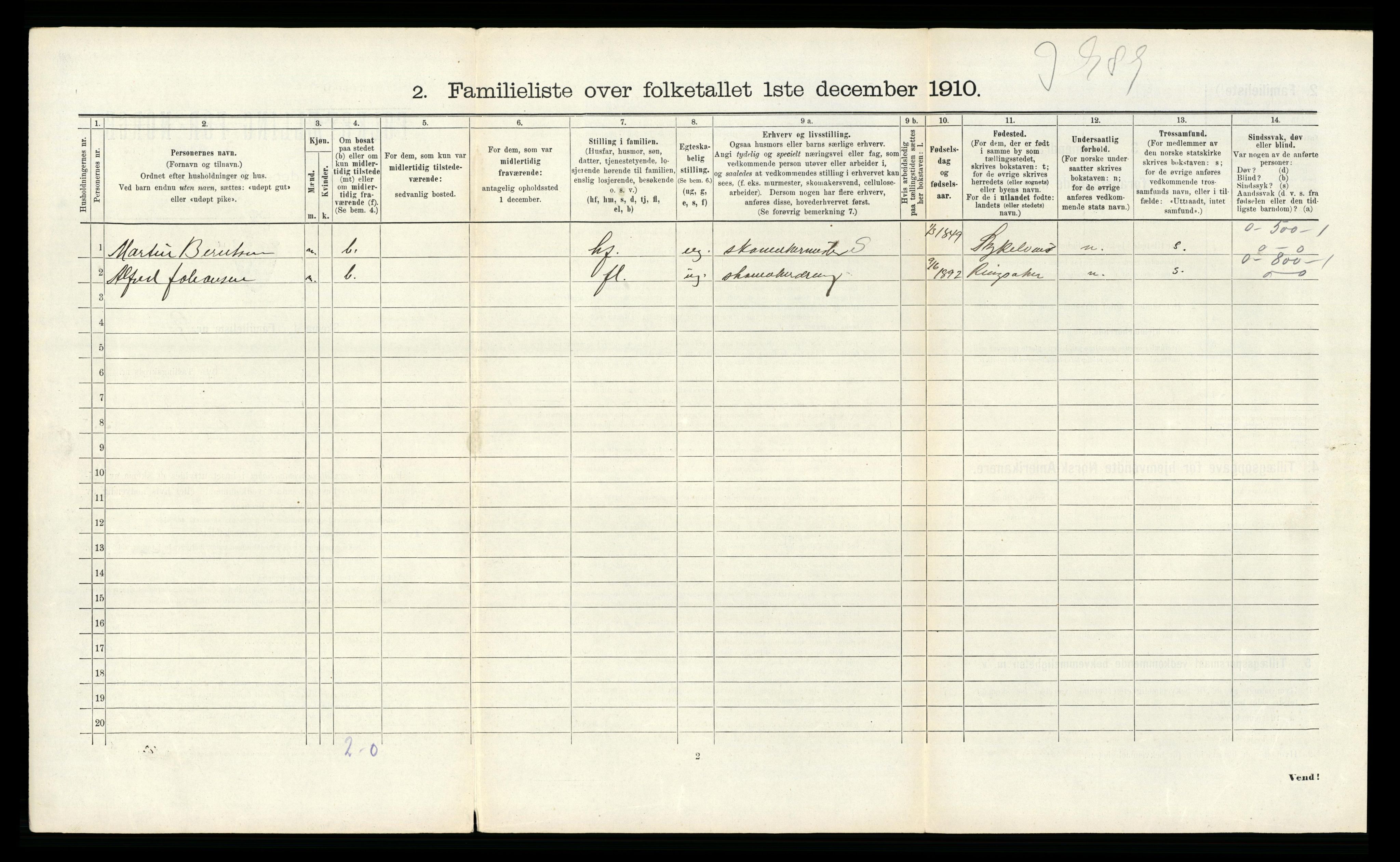 RA, 1910 census for Narvik, 1910, p. 320