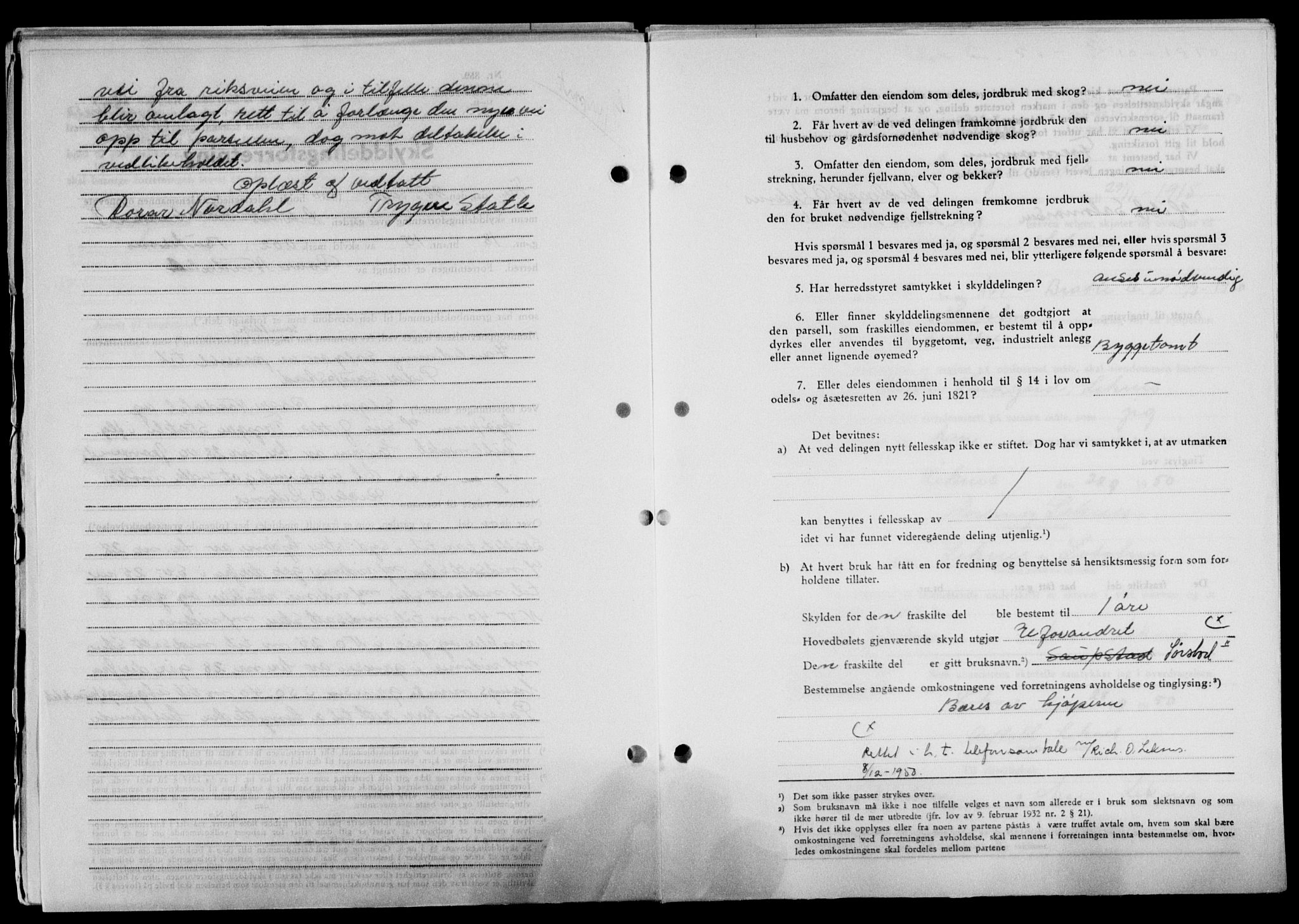 Lofoten sorenskriveri, AV/SAT-A-0017/1/2/2C/L0024a: Mortgage book no. 24a, 1950-1950, Diary no: : 2776/1950