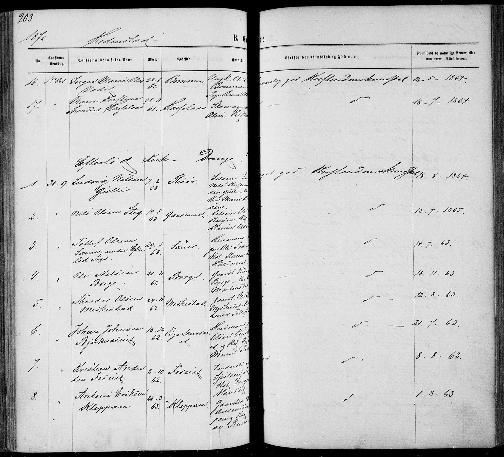 Sandsvær kirkebøker, AV/SAKO-A-244/F/Fa/L0007: Parish register (official) no. I 7, 1869-1877, p. 203