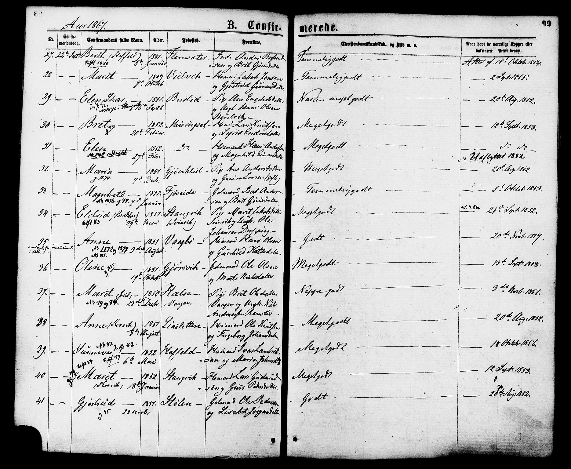 Ministerialprotokoller, klokkerbøker og fødselsregistre - Møre og Romsdal, AV/SAT-A-1454/586/L0986: Parish register (official) no. 586A12, 1867-1878, p. 99