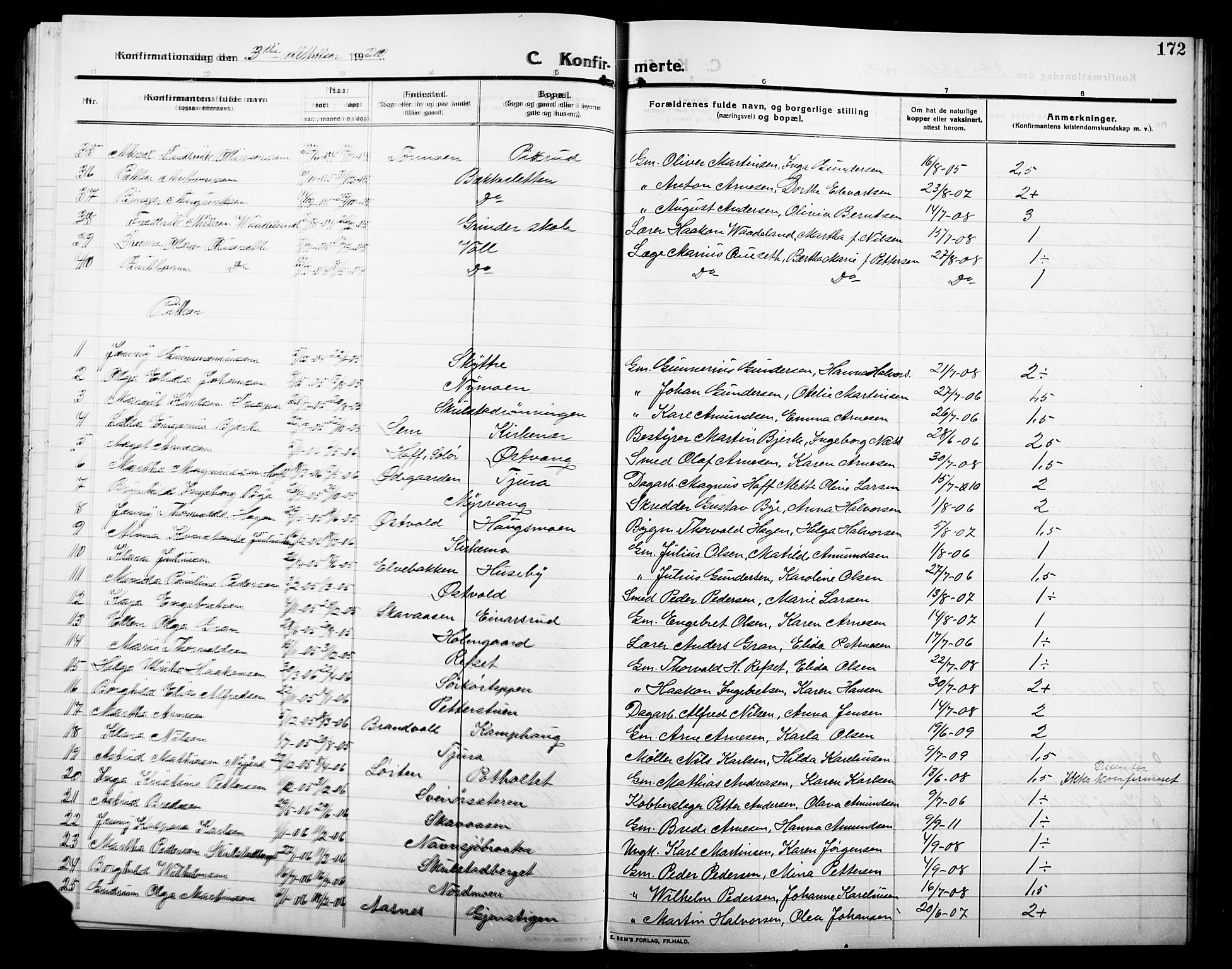 Grue prestekontor, AV/SAH-PREST-036/H/Ha/Hab/L0007: Parish register (copy) no. 7, 1910-1920, p. 172
