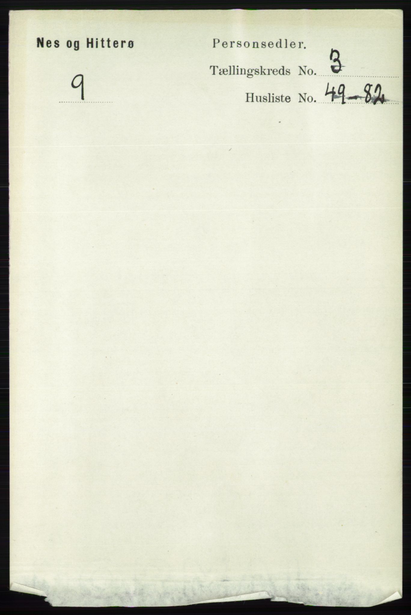 RA, 1891 census for 1043 Hidra og Nes, 1891, p. 1155