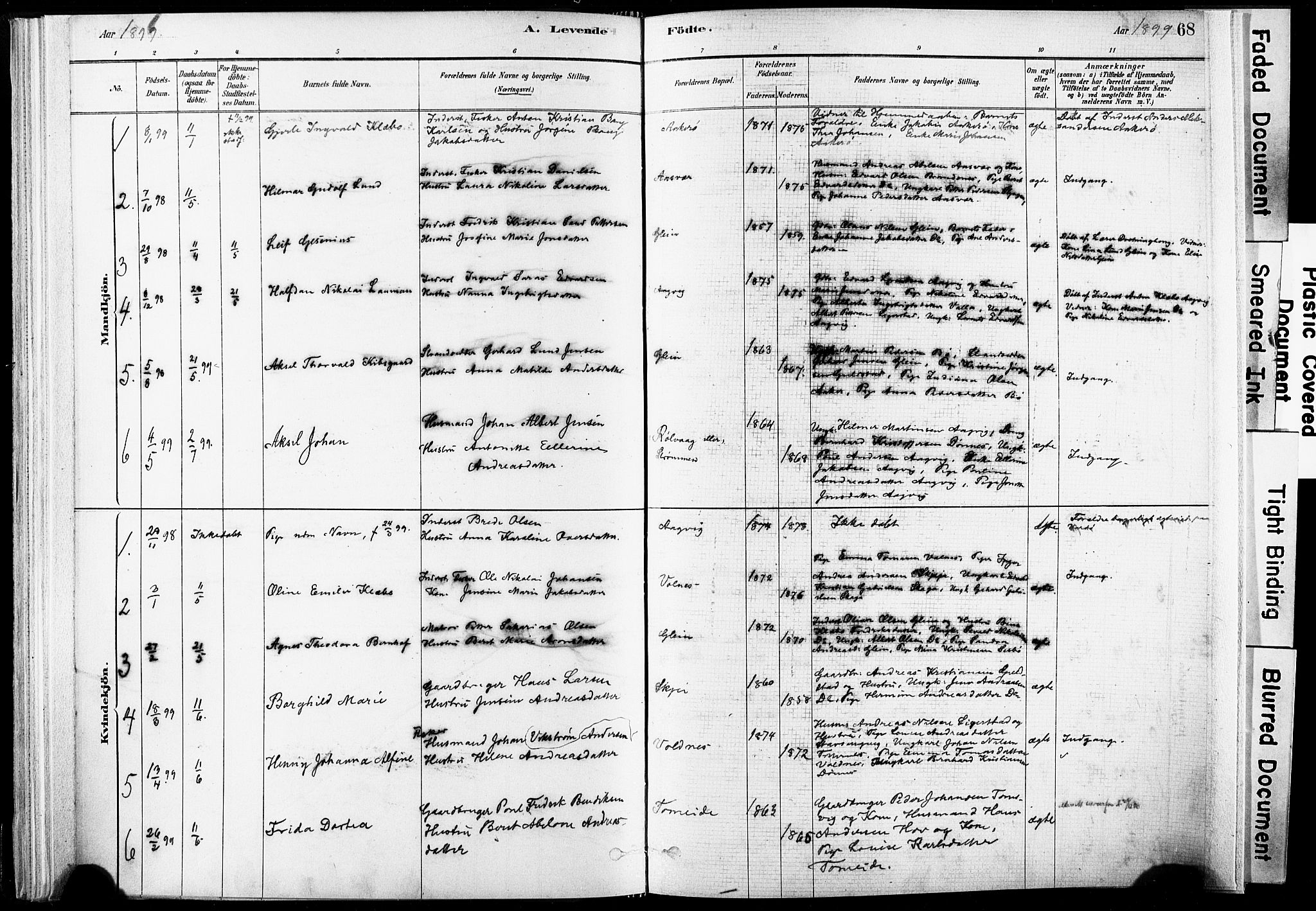 Ministerialprotokoller, klokkerbøker og fødselsregistre - Nordland, SAT/A-1459/835/L0525: Parish register (official) no. 835A03I, 1881-1910, p. 68