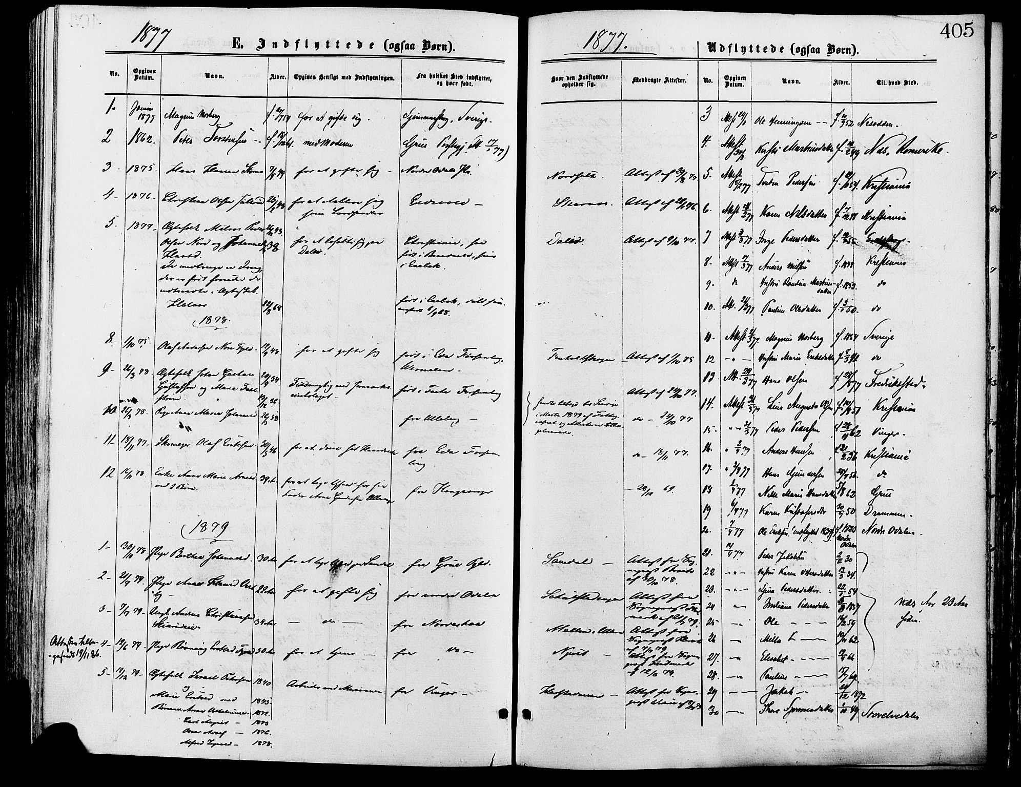 Sør-Odal prestekontor, SAH/PREST-030/H/Ha/Haa/L0005: Parish register (official) no. 5, 1876-1885, p. 405