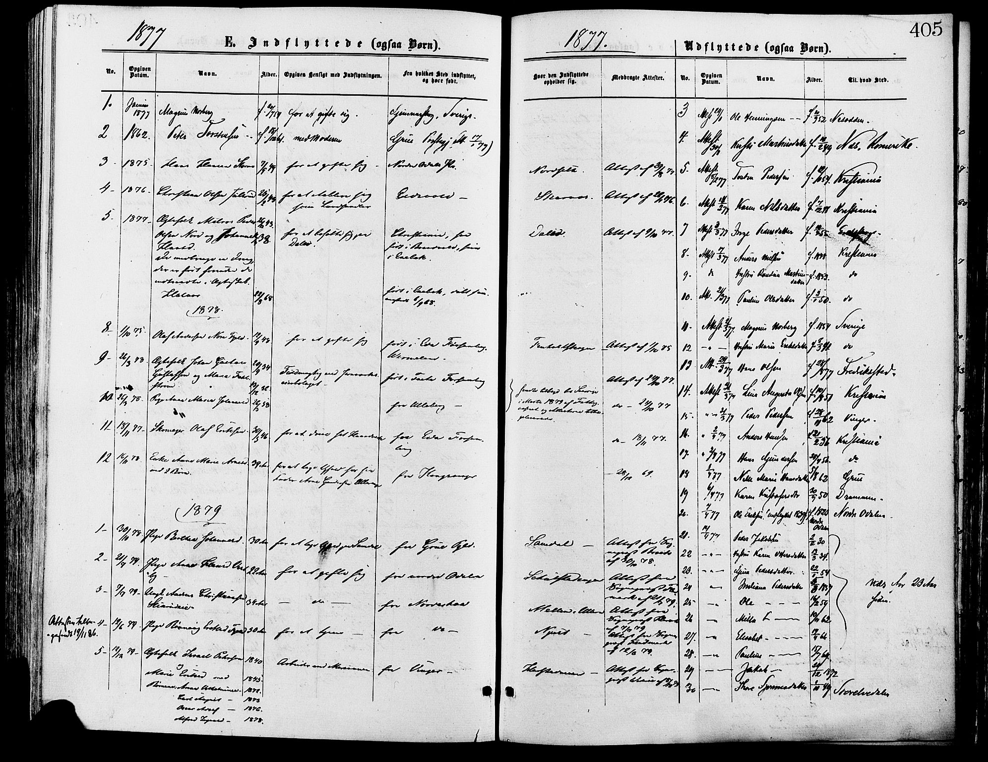Sør-Odal prestekontor, AV/SAH-PREST-030/H/Ha/Haa/L0005: Parish register (official) no. 5, 1876-1885, p. 405