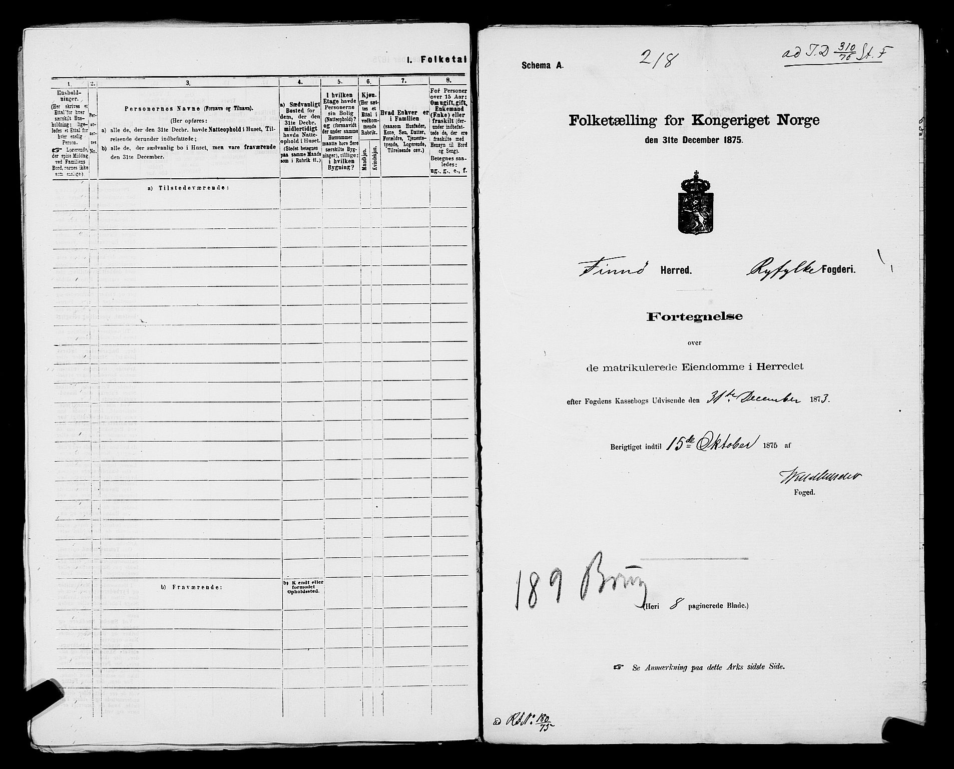 SAST, 1875 census for 1141P Finnøy, 1875, p. 22