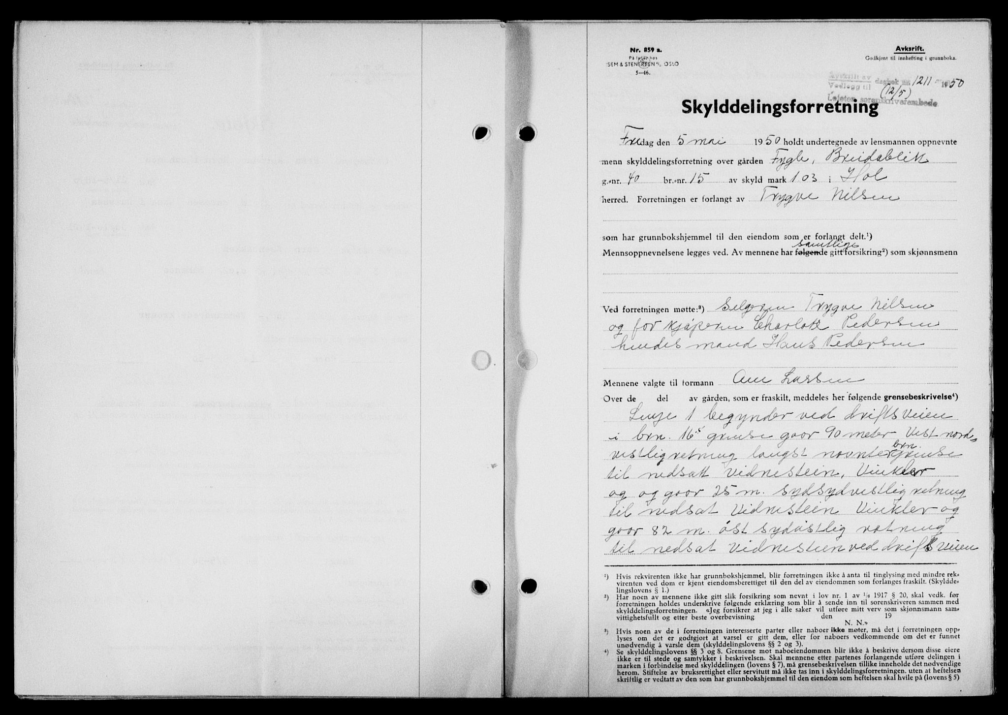 Lofoten sorenskriveri, SAT/A-0017/1/2/2C/L0023a: Mortgage book no. 23a, 1950-1950, Diary no: : 1211/1950