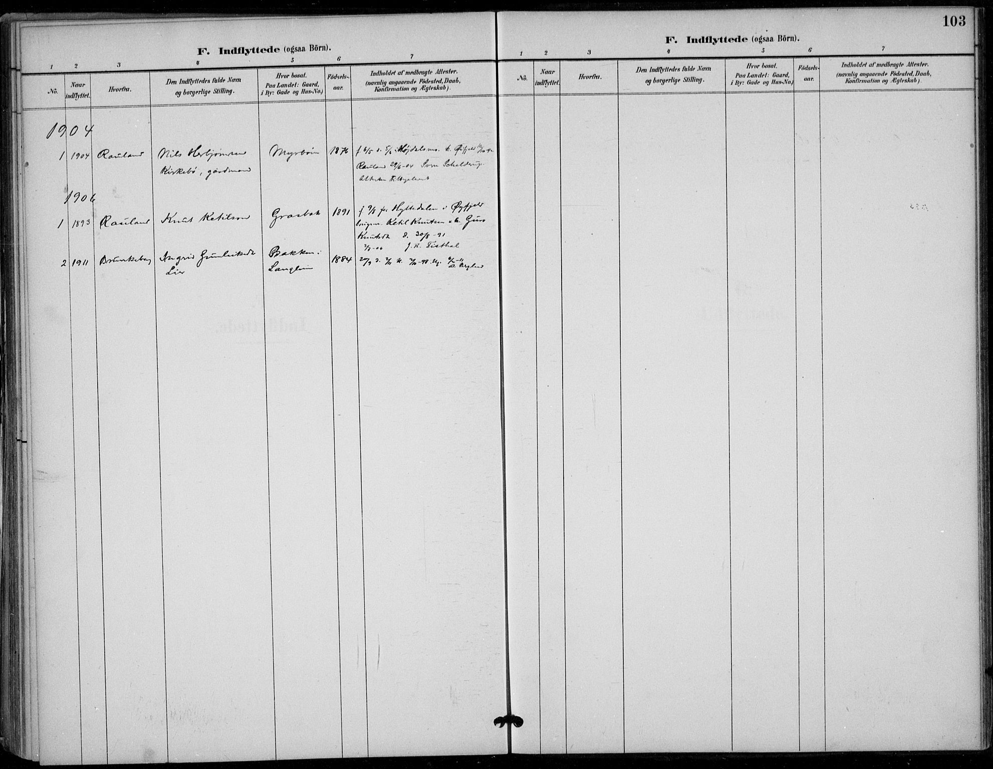 Seljord kirkebøker, SAKO/A-20/F/Fc/L0002: Parish register (official) no. III 2, 1887-1920, p. 103