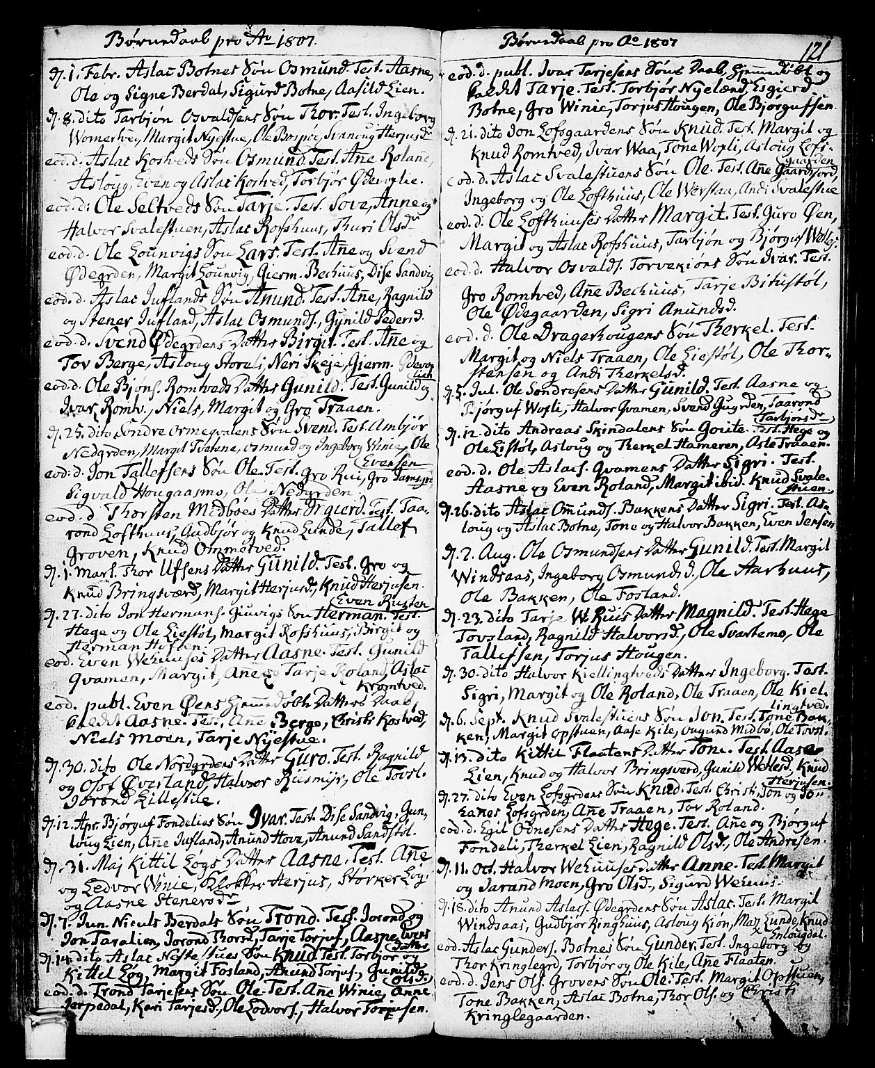 Vinje kirkebøker, SAKO/A-312/F/Fa/L0002: Parish register (official) no. I 2, 1767-1814, p. 121