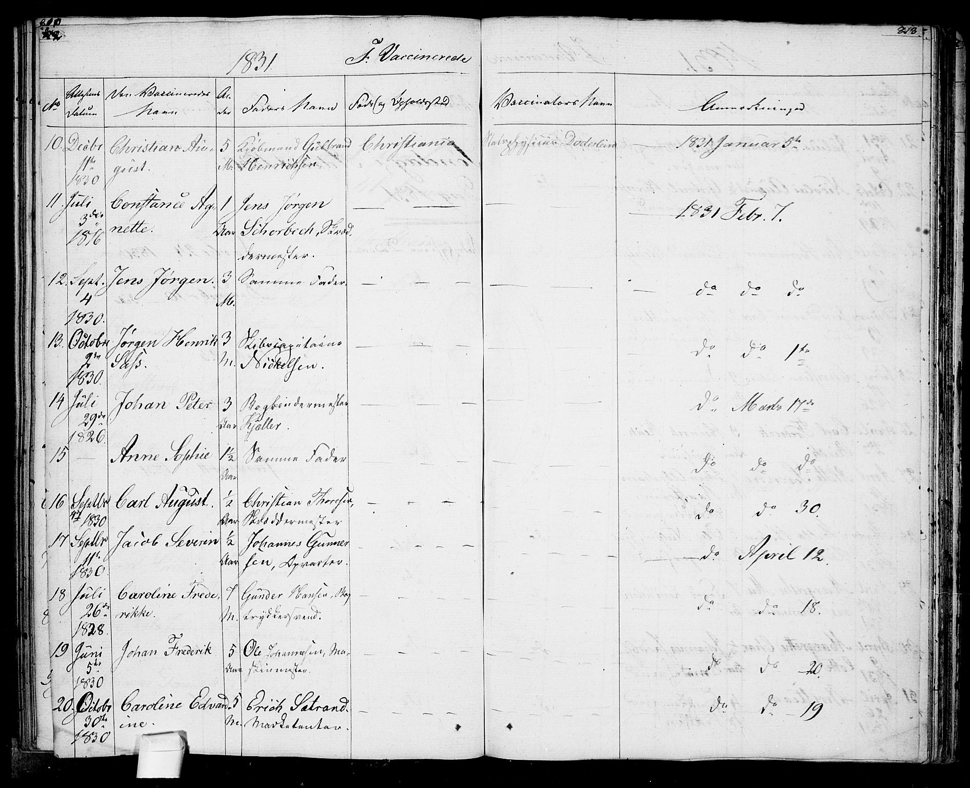 Oslo domkirke Kirkebøker, SAO/A-10752/F/Fa/L0022: Parish register (official) no. 22, 1824-1829, p. 812-813