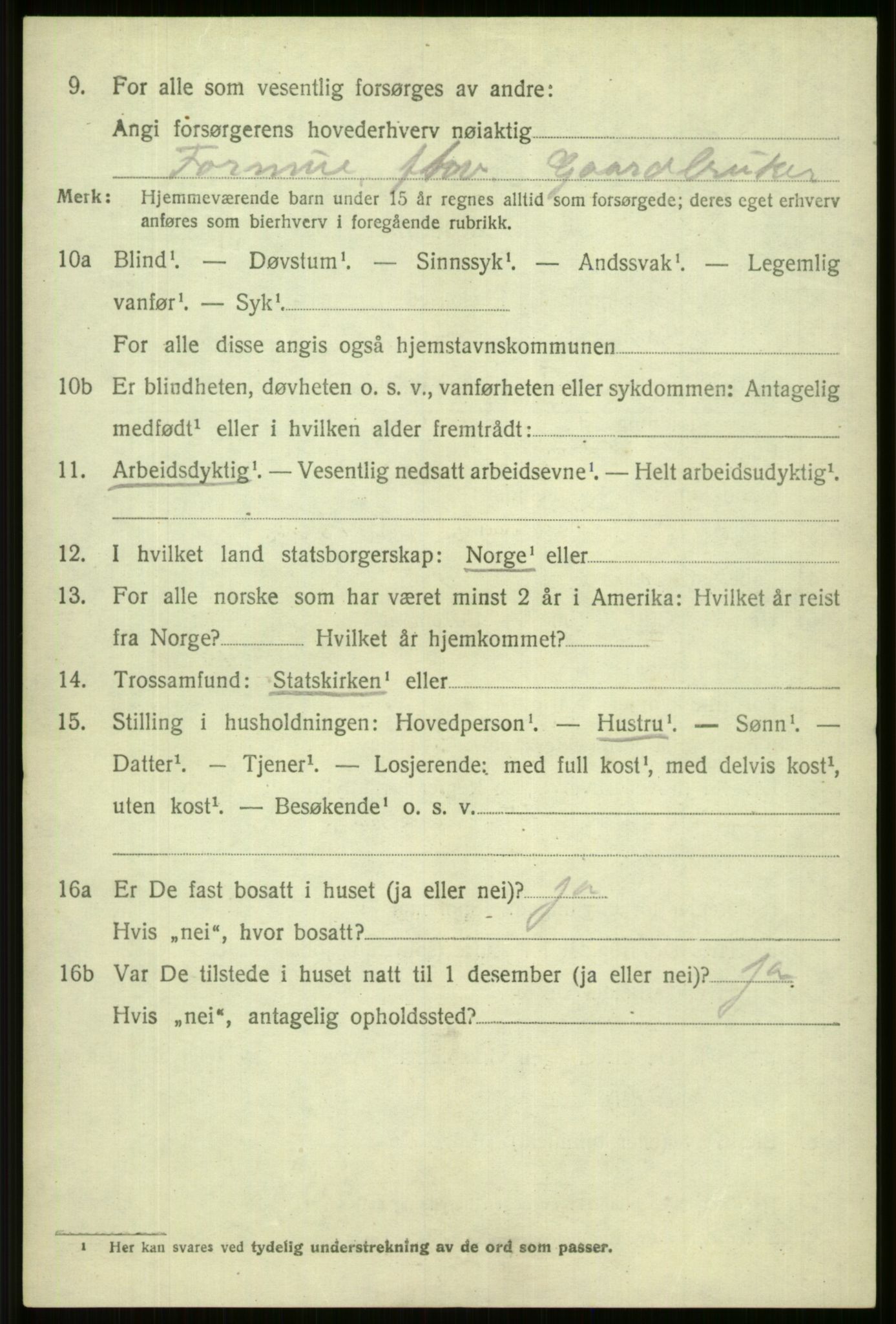 SAB, 1920 census for Vossestrand, 1920, p. 3511