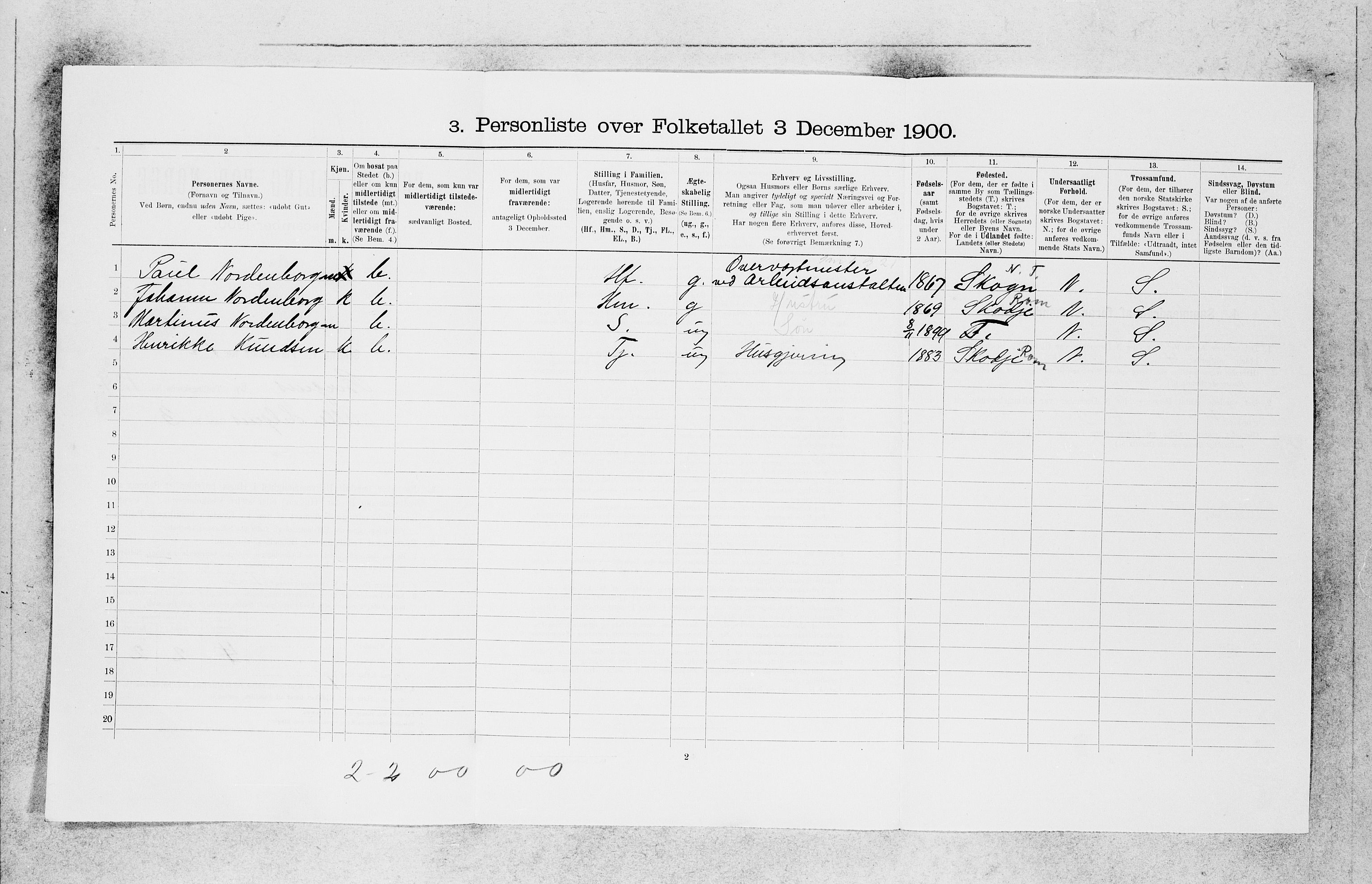 SAB, 1900 census for Bergen, 1900, p. 25957