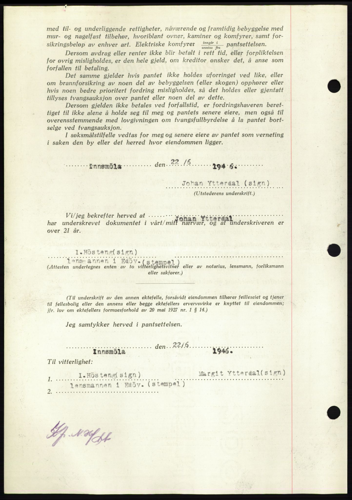 Nordmøre sorenskriveri, AV/SAT-A-4132/1/2/2Ca: Mortgage book no. B95, 1946-1947, Diary no: : 2105/1946