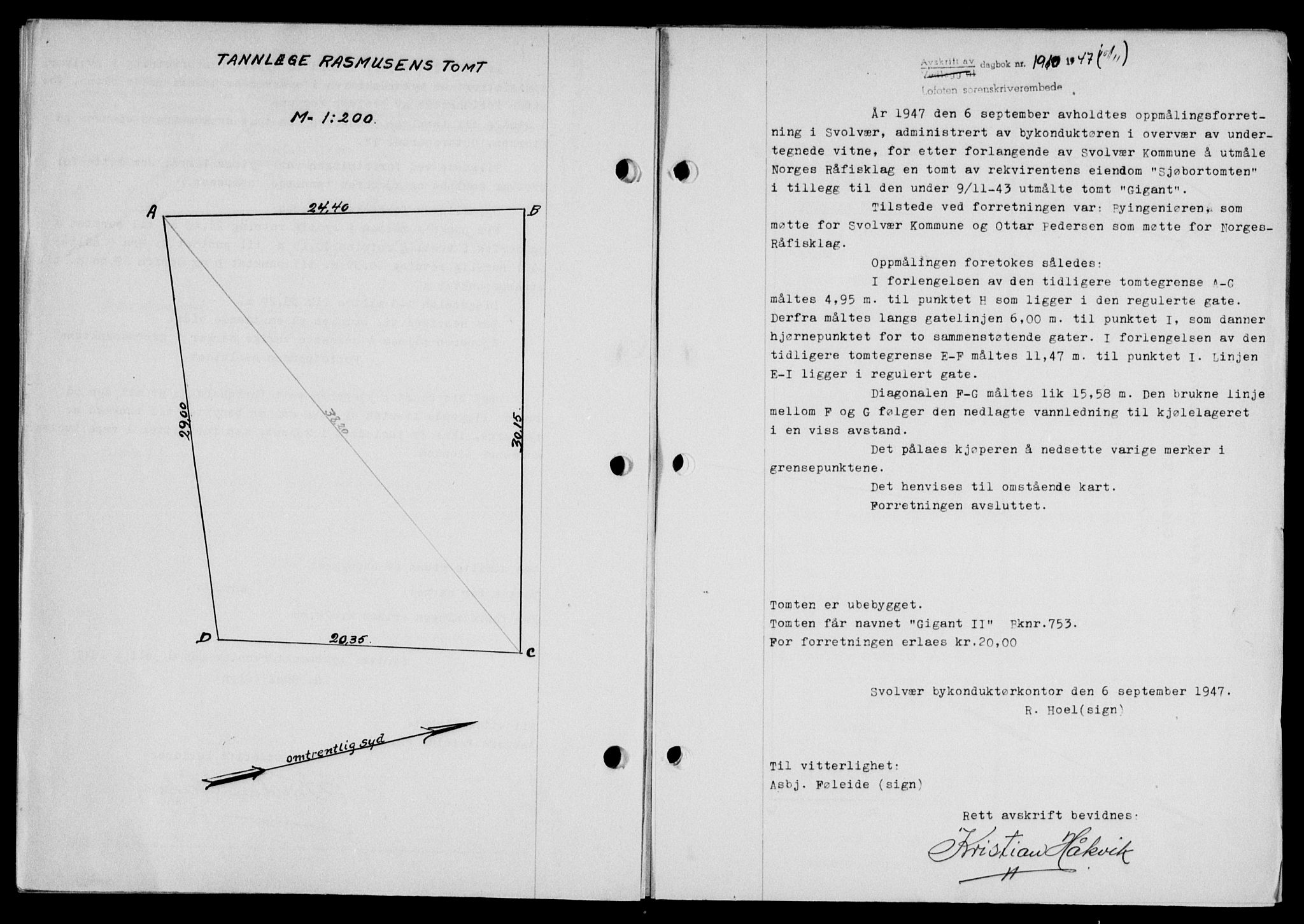 Lofoten sorenskriveri, SAT/A-0017/1/2/2C/L0017a: Mortgage book no. 17a, 1947-1948, Diary no: : 1910/1947