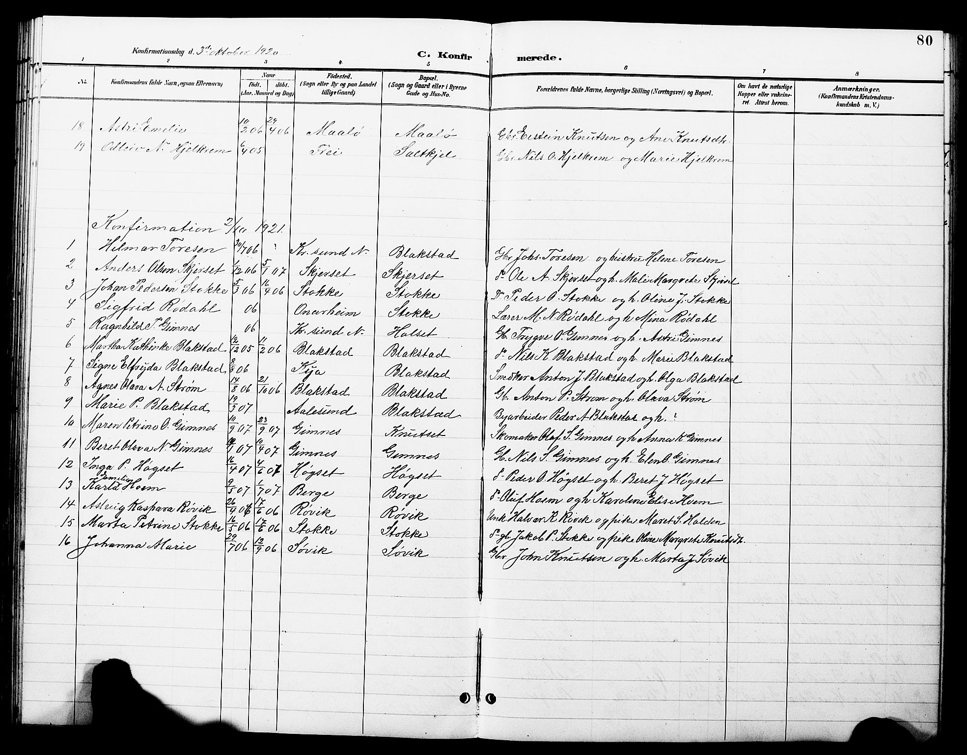 Ministerialprotokoller, klokkerbøker og fødselsregistre - Møre og Romsdal, AV/SAT-A-1454/585/L0973: Parish register (copy) no. 585C01, 1893-1930, p. 80