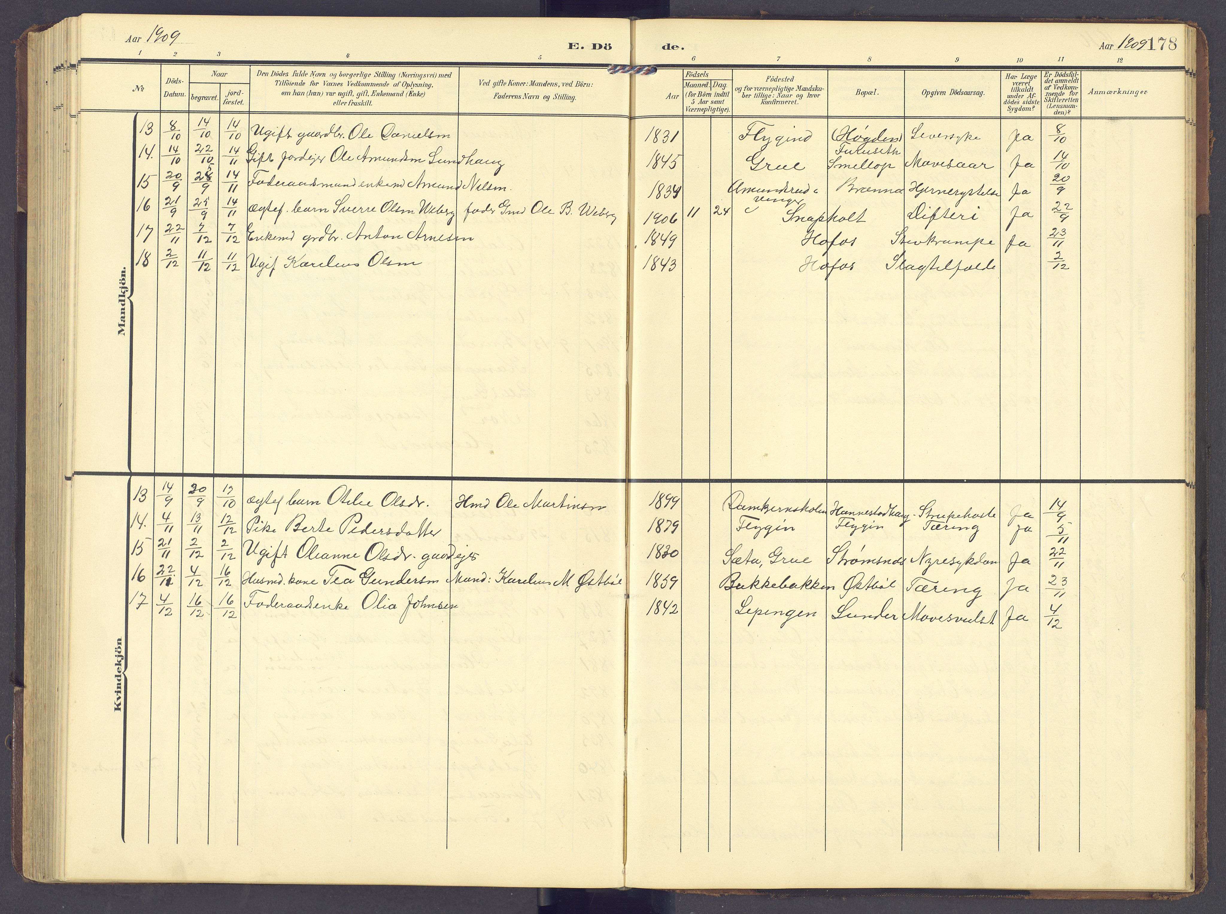 Brandval prestekontor, AV/SAH-PREST-034/H/Ha/Hab/L0003: Parish register (copy) no. 3, 1904-1917, p. 178