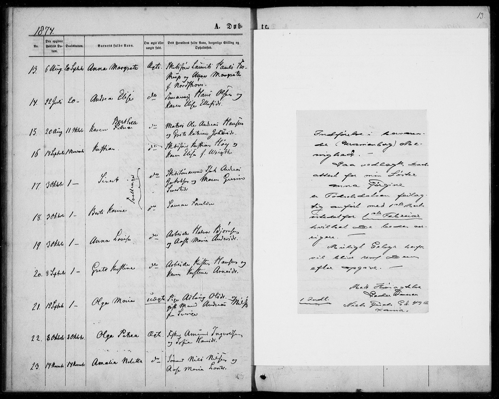 Langesund kirkebøker, AV/SAKO-A-280/F/Fa/L0001: Parish register (official) no. 1, 1870-1877, p. 13