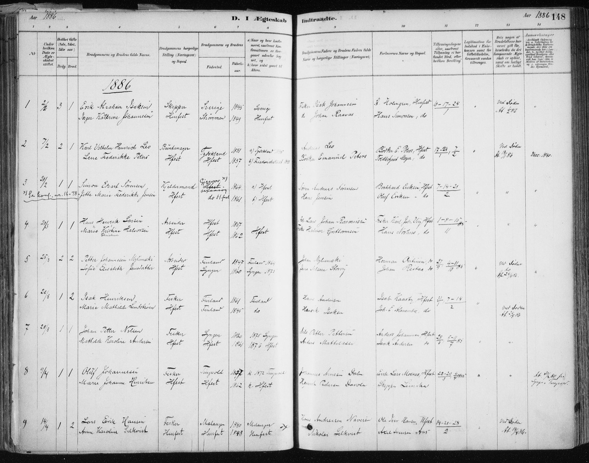 Hammerfest sokneprestkontor, SATØ/S-1347/H/Ha/L0008.kirke: Parish register (official) no. 8, 1878-1889, p. 148