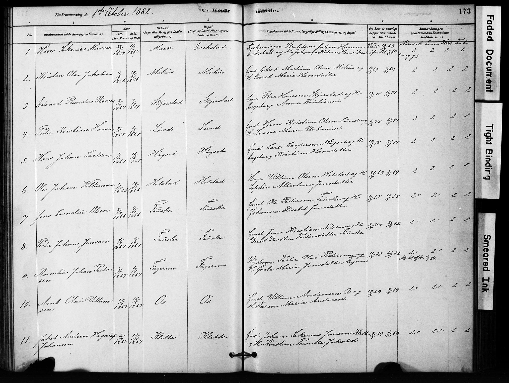 Ministerialprotokoller, klokkerbøker og fødselsregistre - Nordland, AV/SAT-A-1459/852/L0754: Parish register (copy) no. 852C05, 1878-1894, p. 173