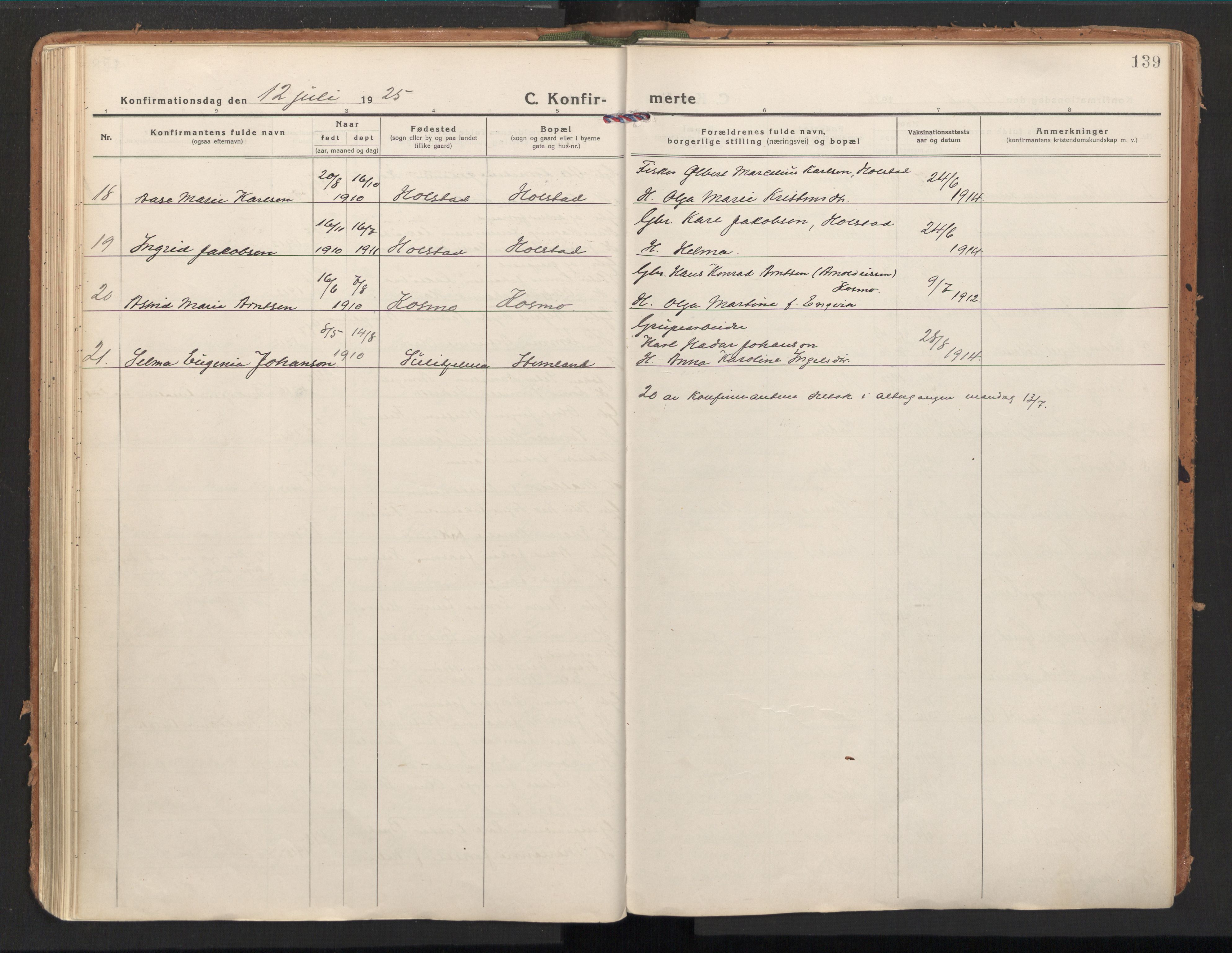 Ministerialprotokoller, klokkerbøker og fødselsregistre - Nordland, AV/SAT-A-1459/851/L0725: Parish register (official) no. 851A02, 1922-1944, p. 139