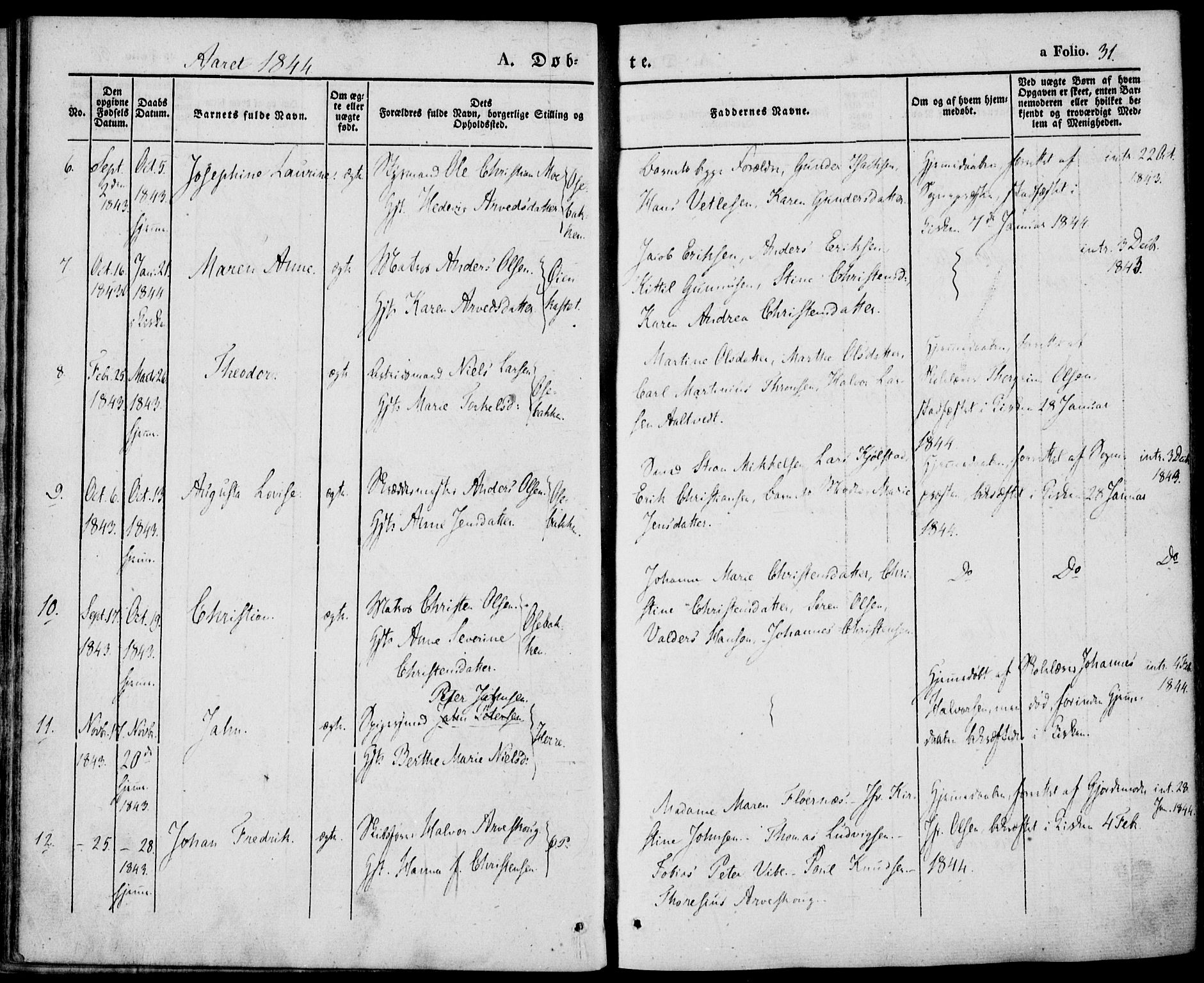 Porsgrunn kirkebøker , SAKO/A-104/F/Fa/L0006: Parish register (official) no. 6, 1841-1857, p. 31