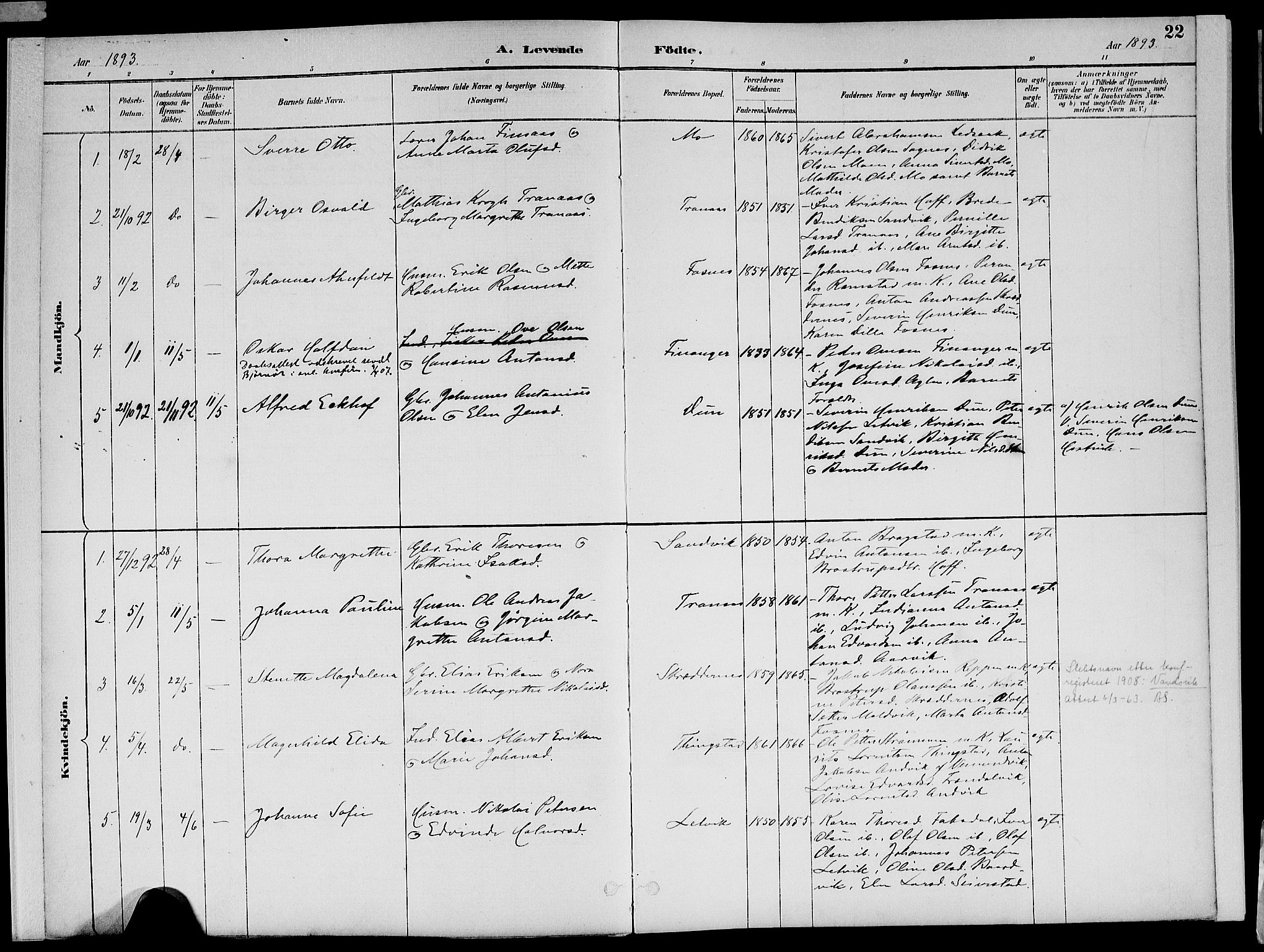 Ministerialprotokoller, klokkerbøker og fødselsregistre - Nord-Trøndelag, SAT/A-1458/773/L0617: Parish register (official) no. 773A08, 1887-1910, p. 22