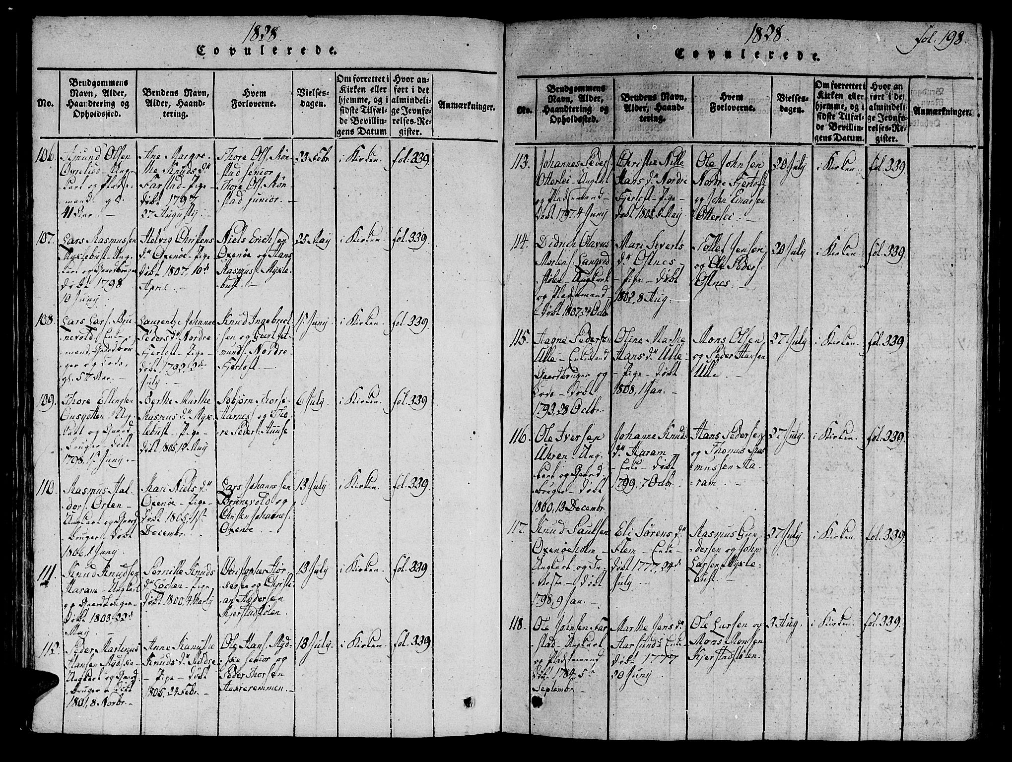 Ministerialprotokoller, klokkerbøker og fødselsregistre - Møre og Romsdal, SAT/A-1454/536/L0495: Parish register (official) no. 536A04, 1818-1847, p. 198