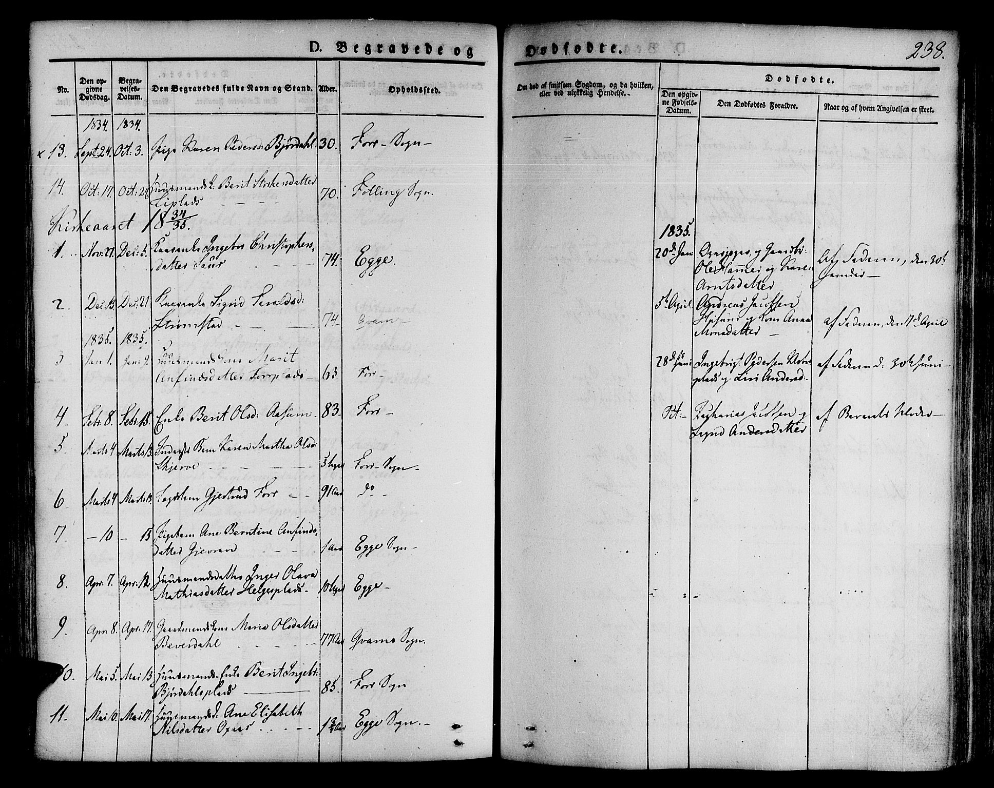 Ministerialprotokoller, klokkerbøker og fødselsregistre - Nord-Trøndelag, SAT/A-1458/746/L0445: Parish register (official) no. 746A04, 1826-1846, p. 238