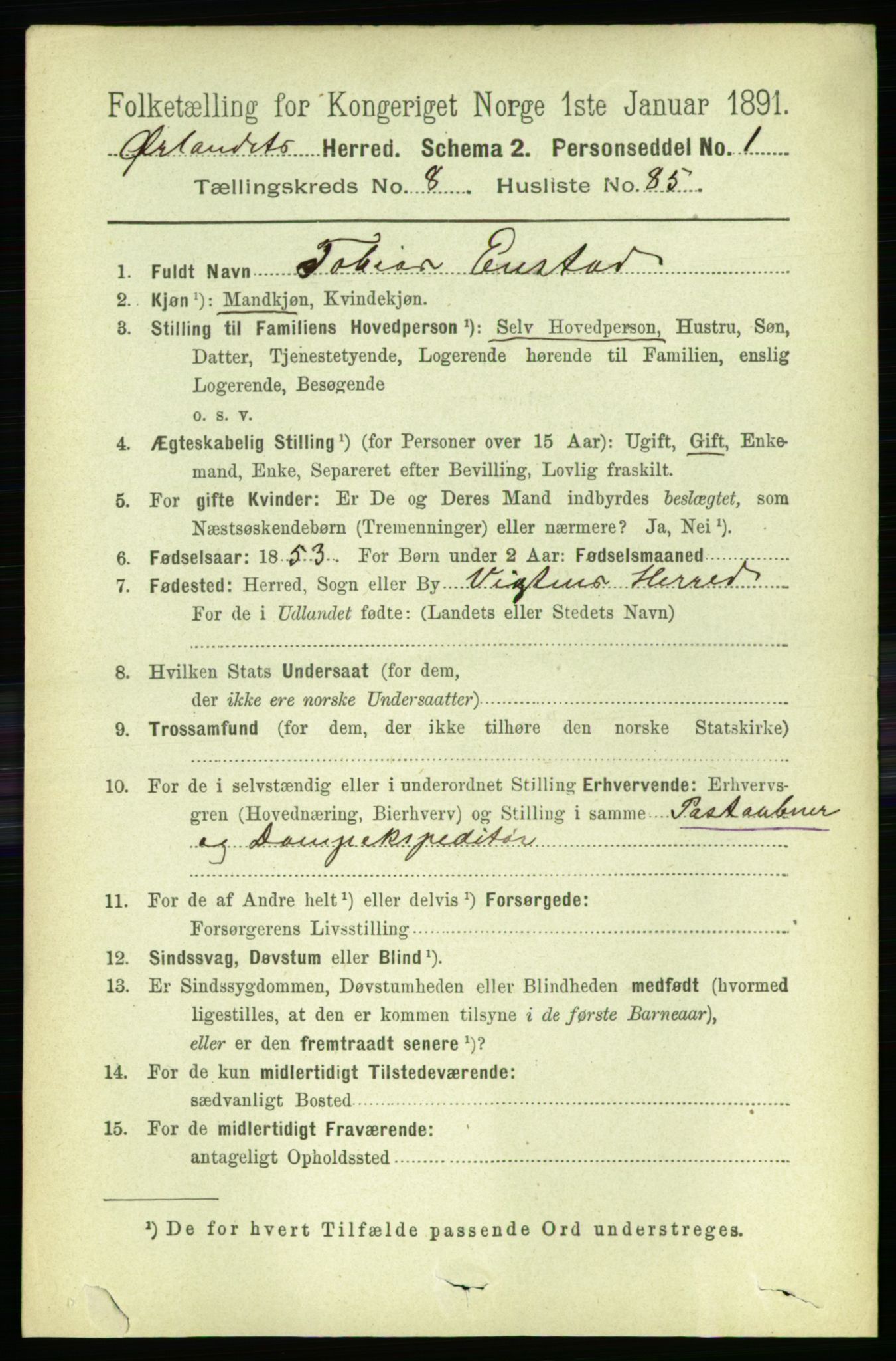 RA, 1891 census for 1621 Ørland, 1891, p. 3741