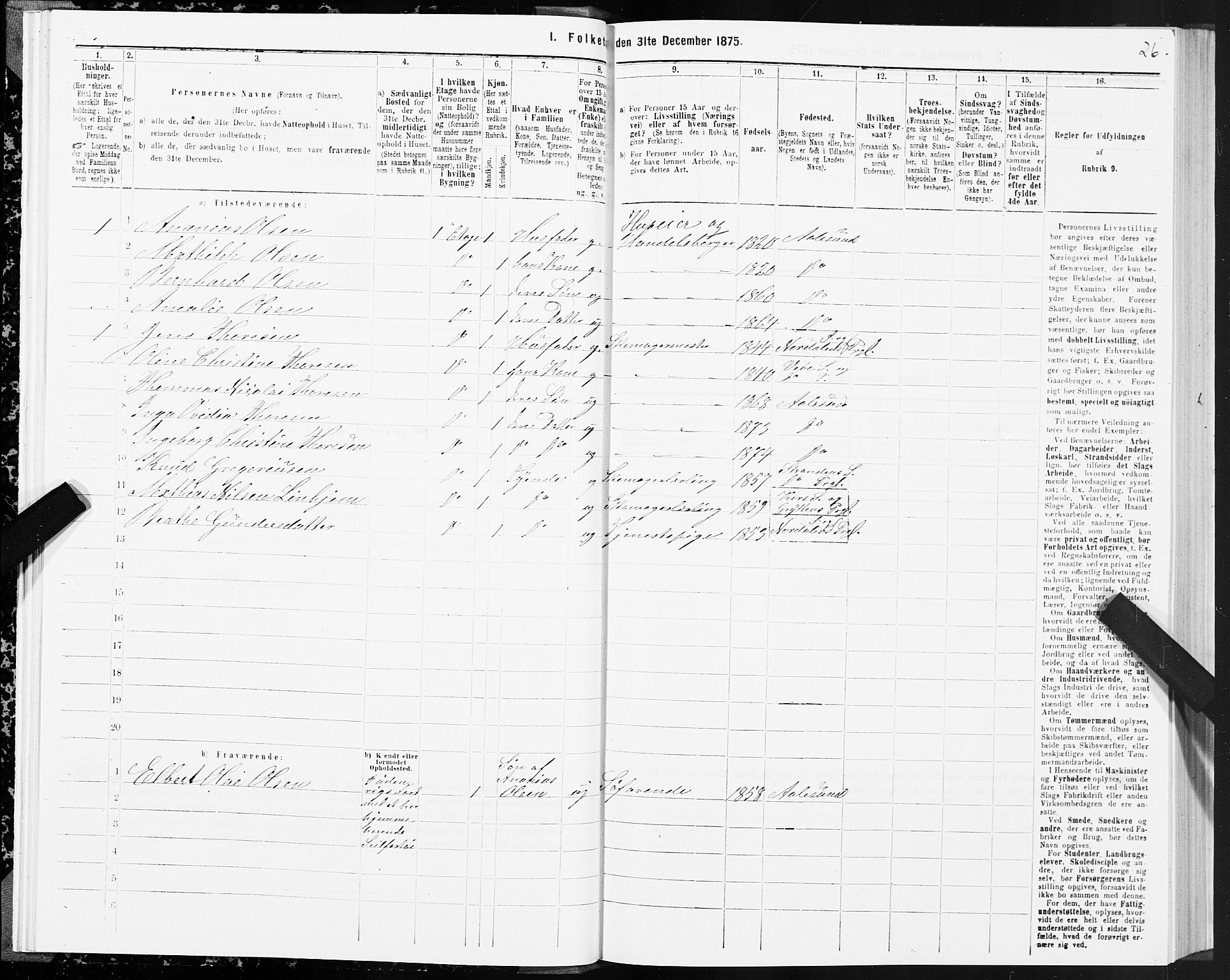 SAT, 1875 census for 1501P Ålesund, 1875, p. 2026