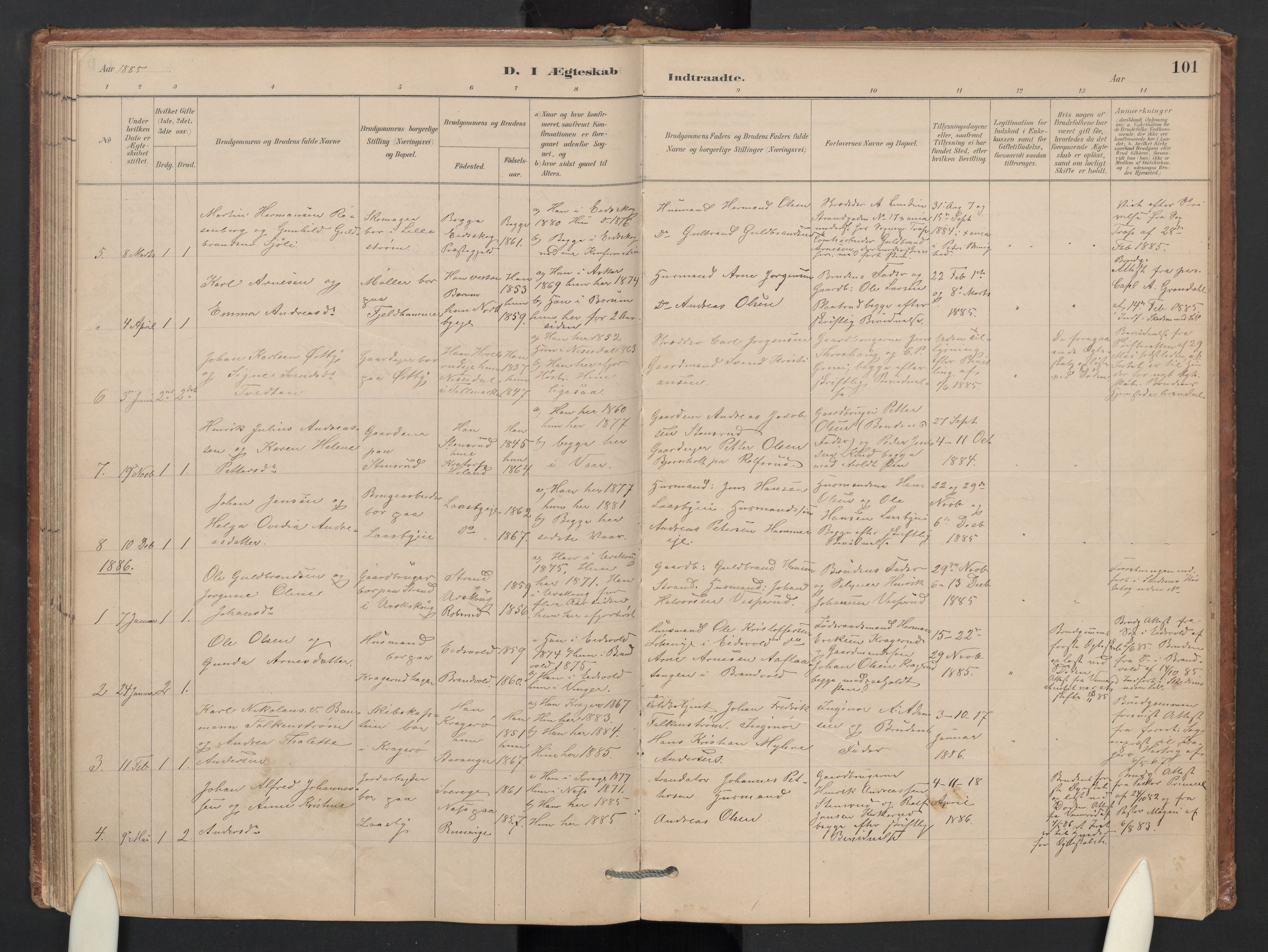 Skedsmo prestekontor Kirkebøker, SAO/A-10033a/G/Gb/L0001: Parish register (copy) no. II 1, 1883-1903, p. 101