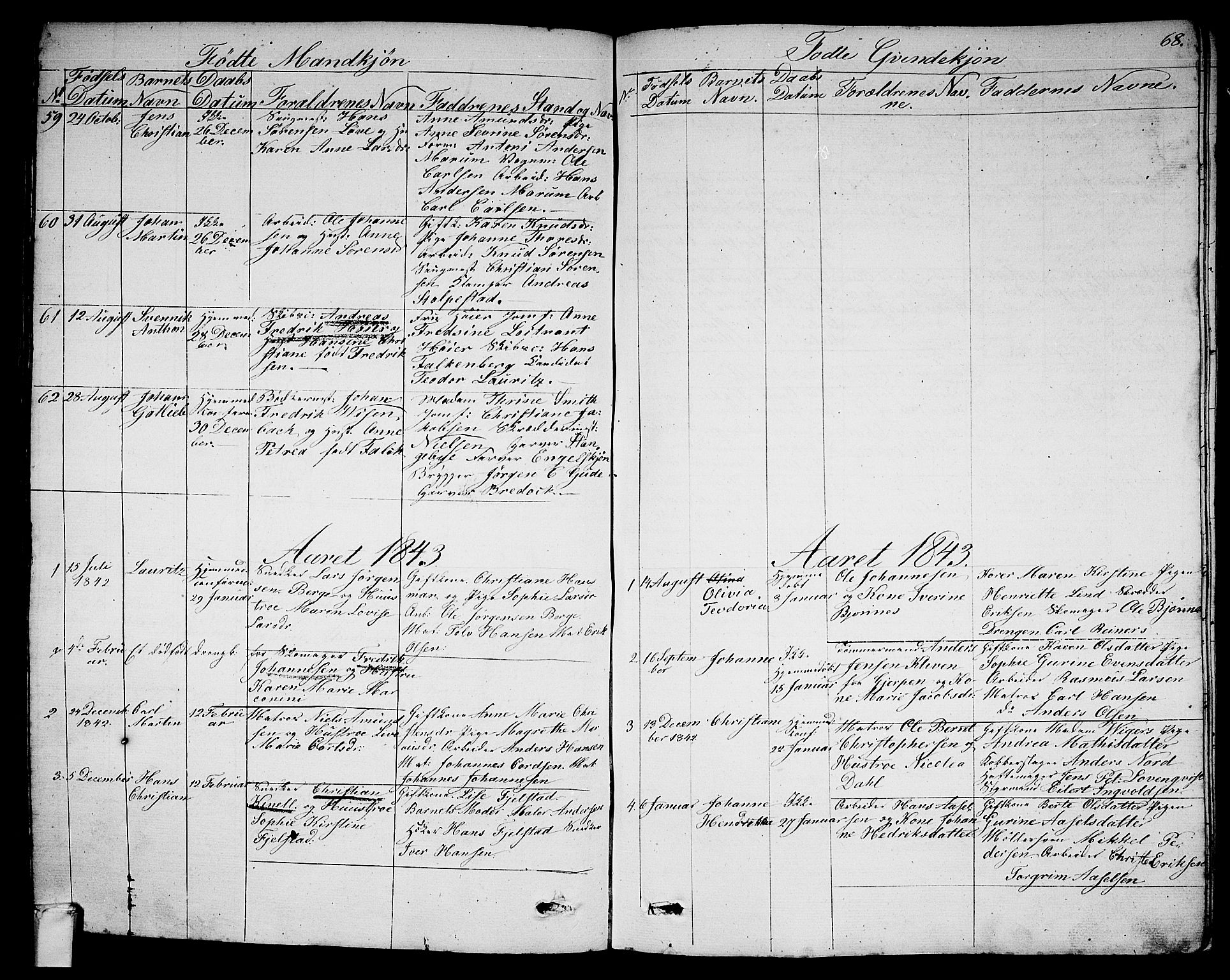 Larvik kirkebøker, SAKO/A-352/G/Ga/L0003a: Parish register (copy) no. I 3A, 1830-1870, p. 68