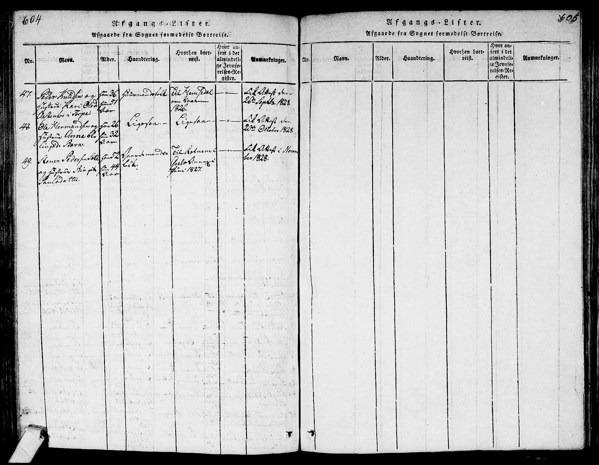 Ål kirkebøker, AV/SAKO-A-249/G/Ga/L0001: Parish register (copy) no. 1, 1815-1829, p. 604-605