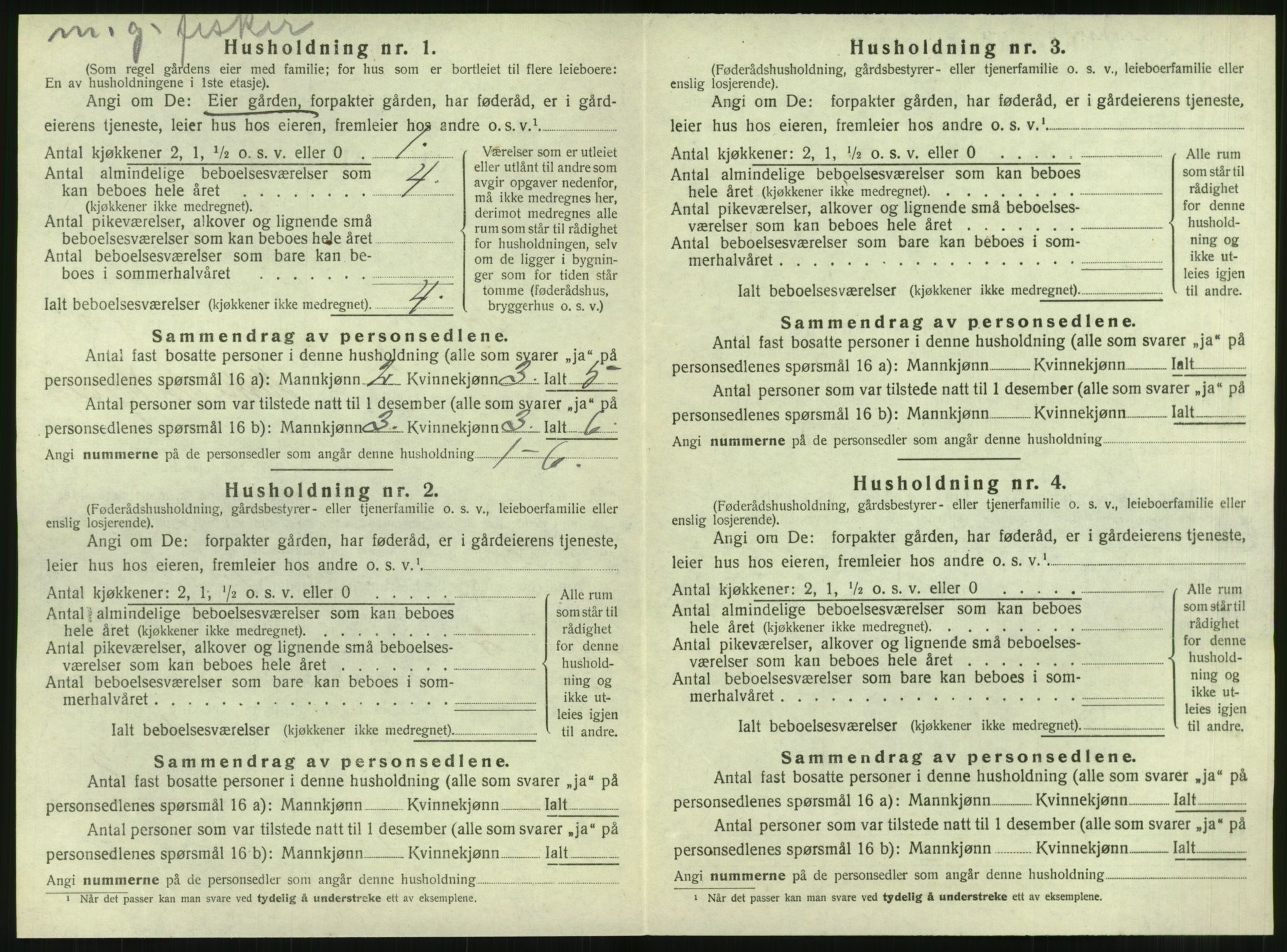 SAT, 1920 census for Hopen, 1920, p. 351