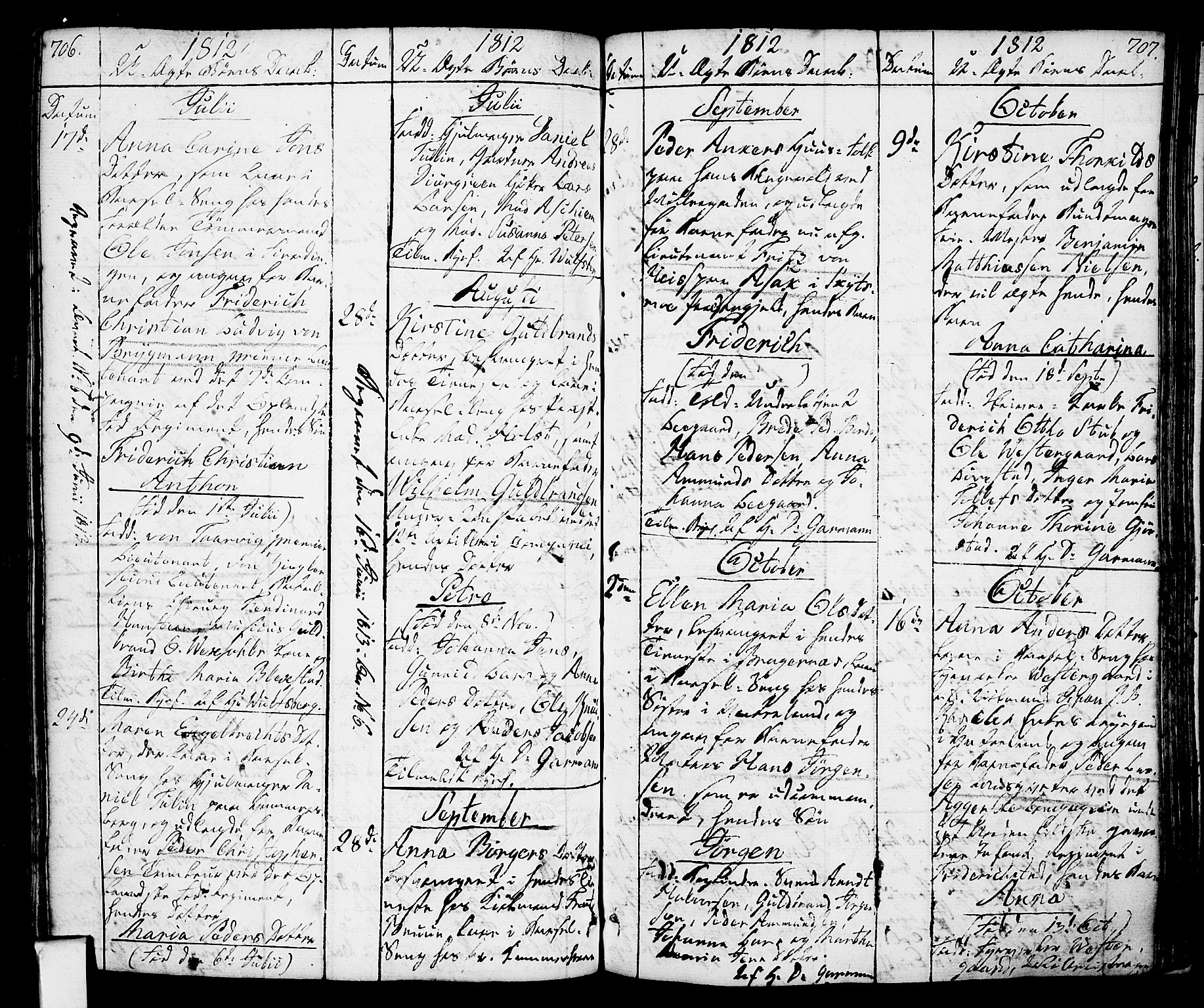 Oslo domkirke Kirkebøker, SAO/A-10752/F/Fa/L0006: Parish register (official) no. 6, 1807-1817, p. 706-707