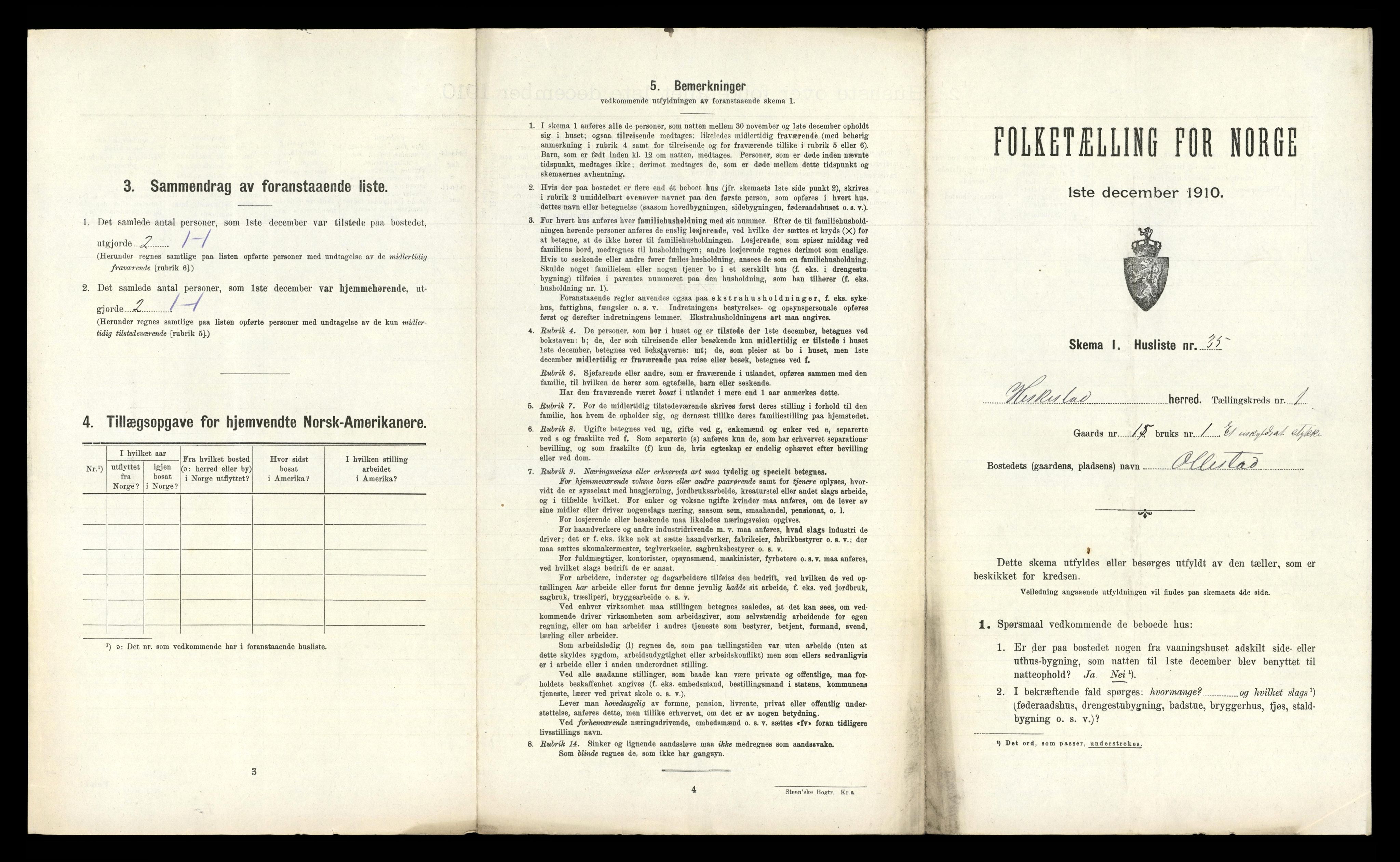 RA, 1910 census for Heskestad, 1910, p. 86