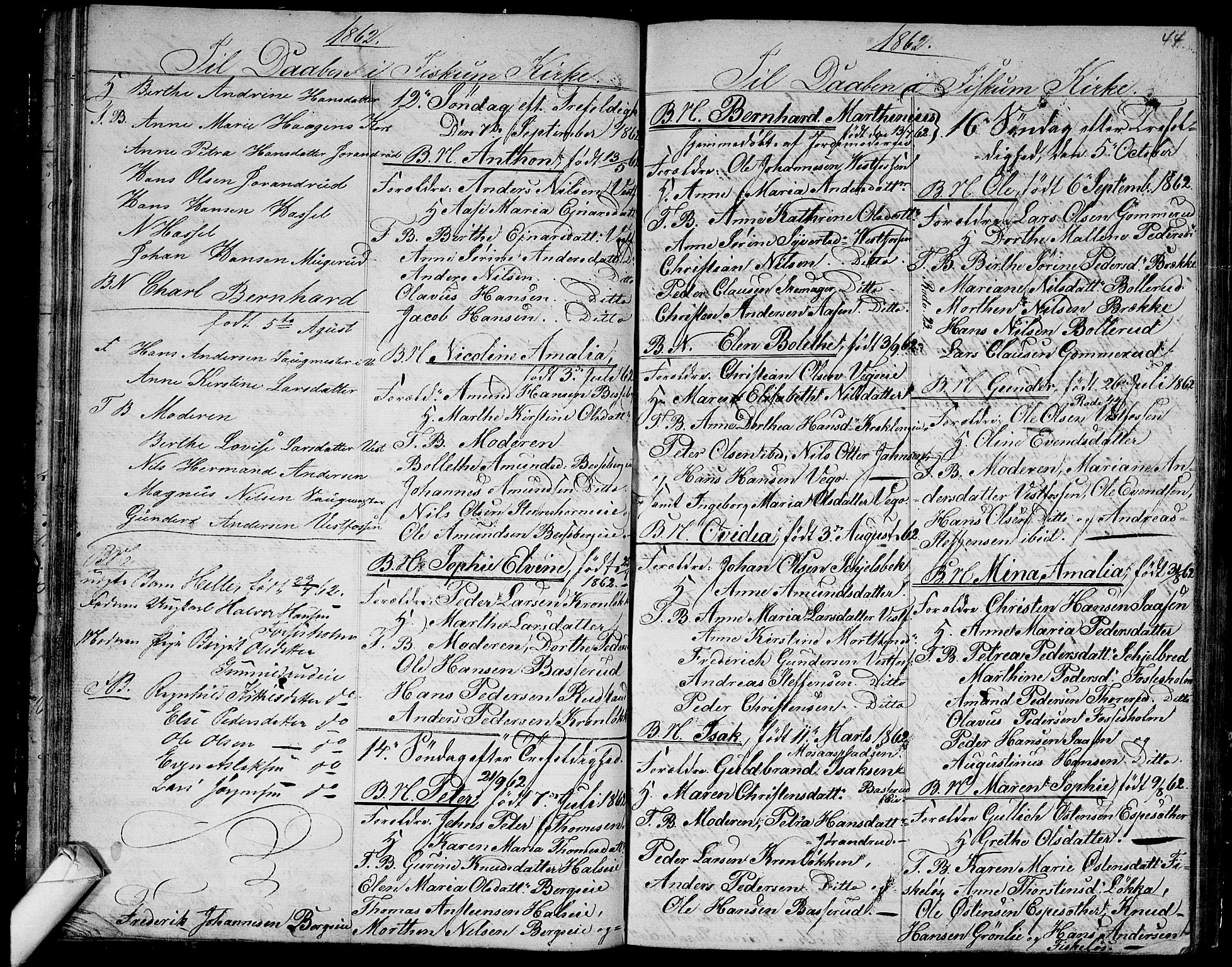 Fiskum kirkebøker, AV/SAKO-A-15/G/Ga/L0003: Parish register (copy) no. 3, 1851-1878, p. 44