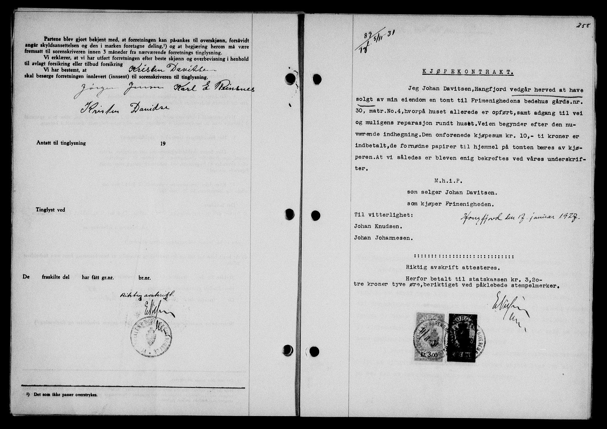 Vesterålen sorenskriveri, AV/SAT-A-4180/1/2/2Ca/L0054: Mortgage book no. 47, 1931-1932, Deed date: 05.11.1931