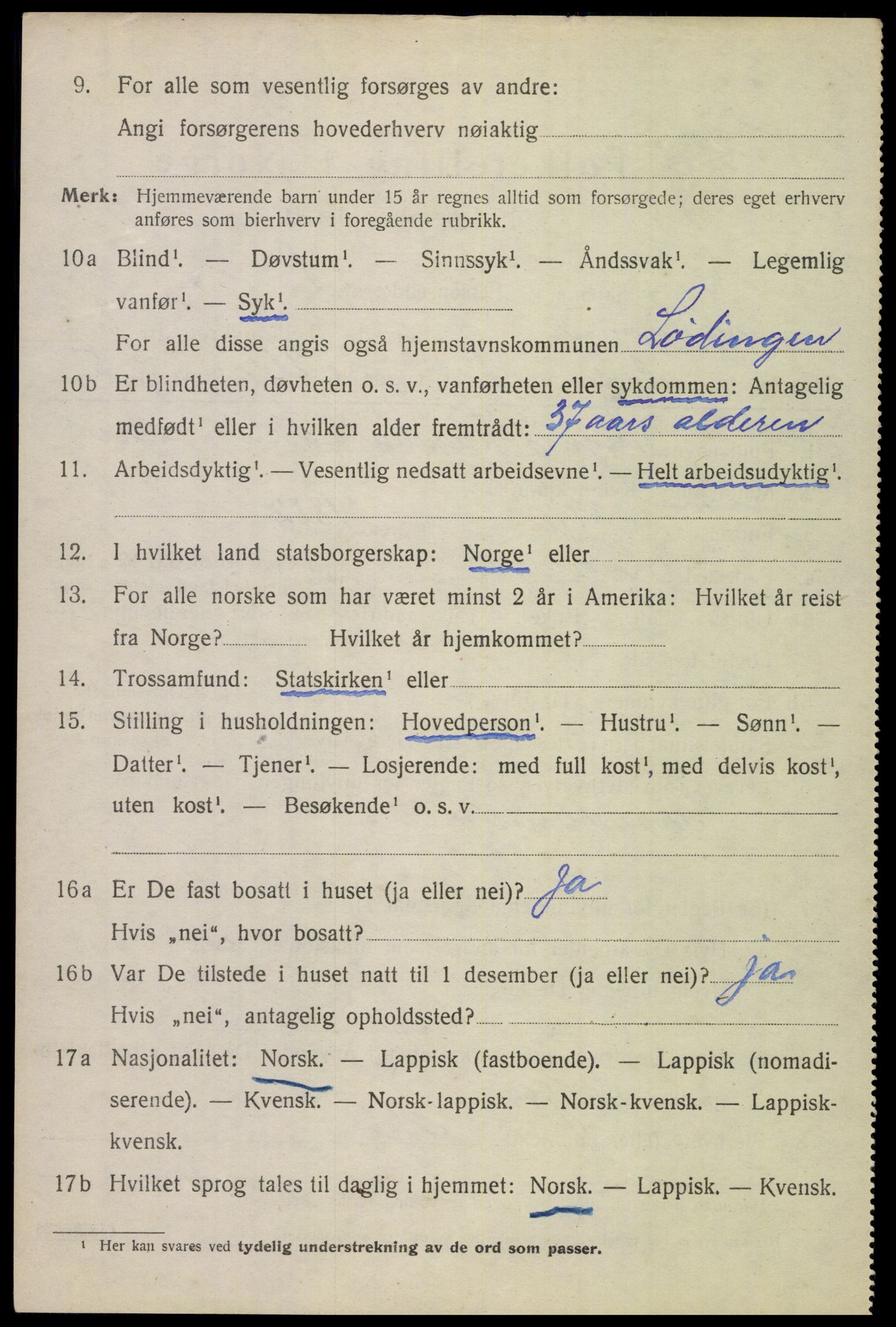 SAT, 1920 census for Lødingen, 1920, p. 3452