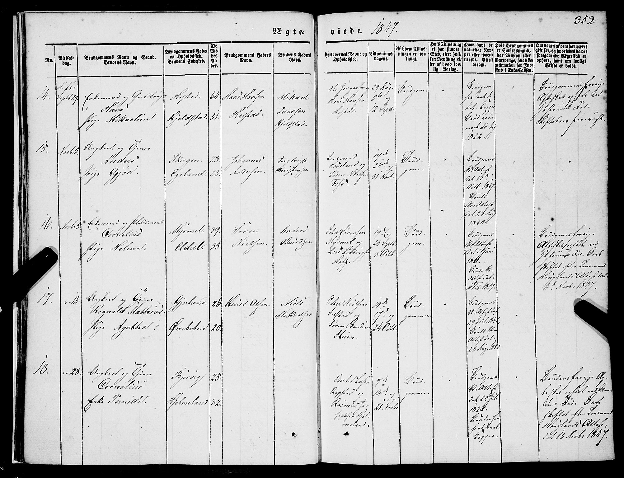 Gaular sokneprestembete, SAB/A-80001/H/Haa: Parish register (official) no. A 4II, 1841-1859, p. 352