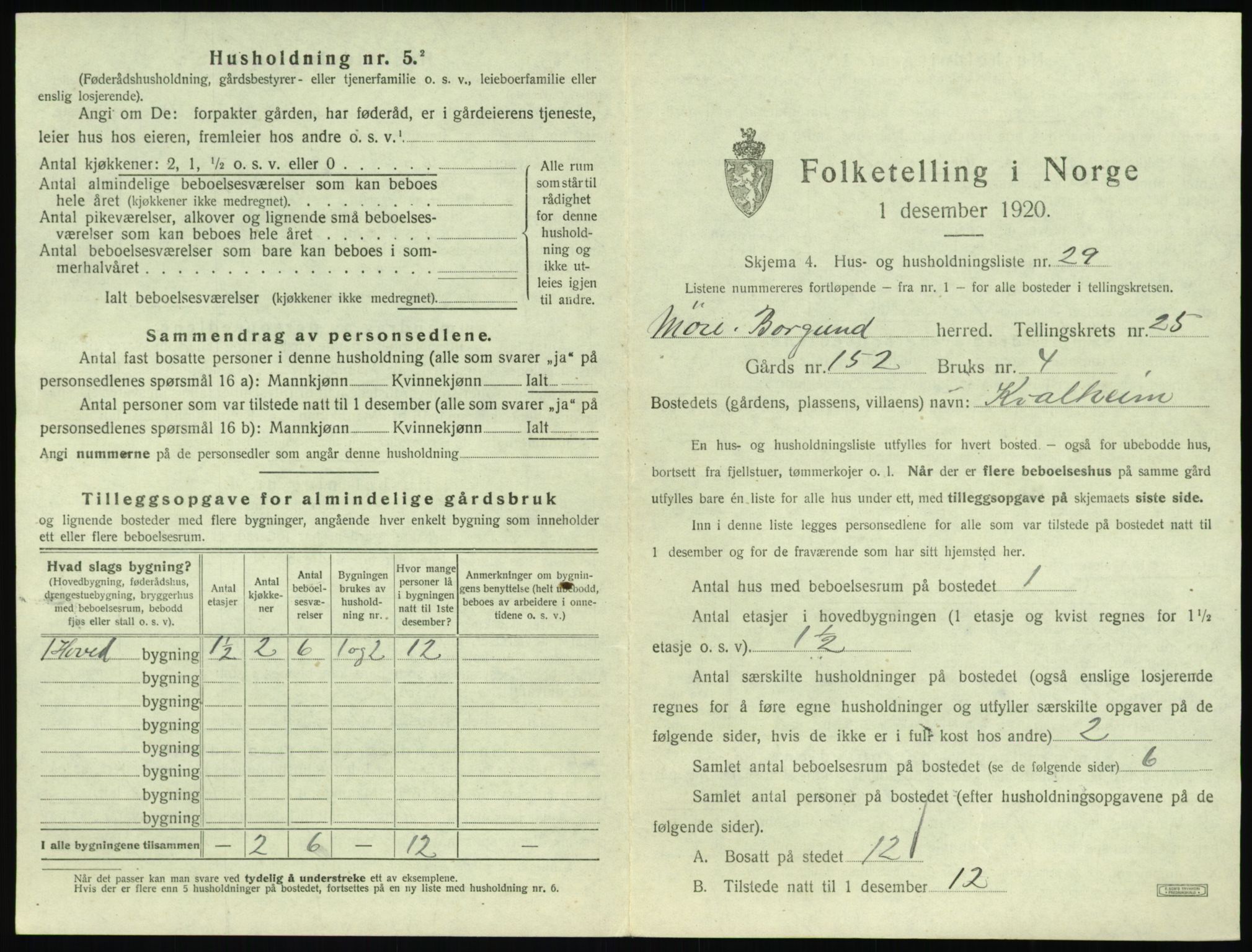 SAT, 1920 census for Borgund, 1920, p. 2074