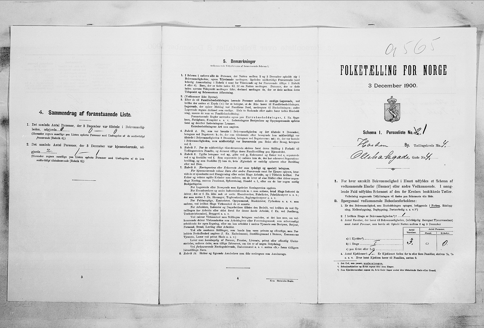 RA, 1900 census for Horten, 1900, p. 2766