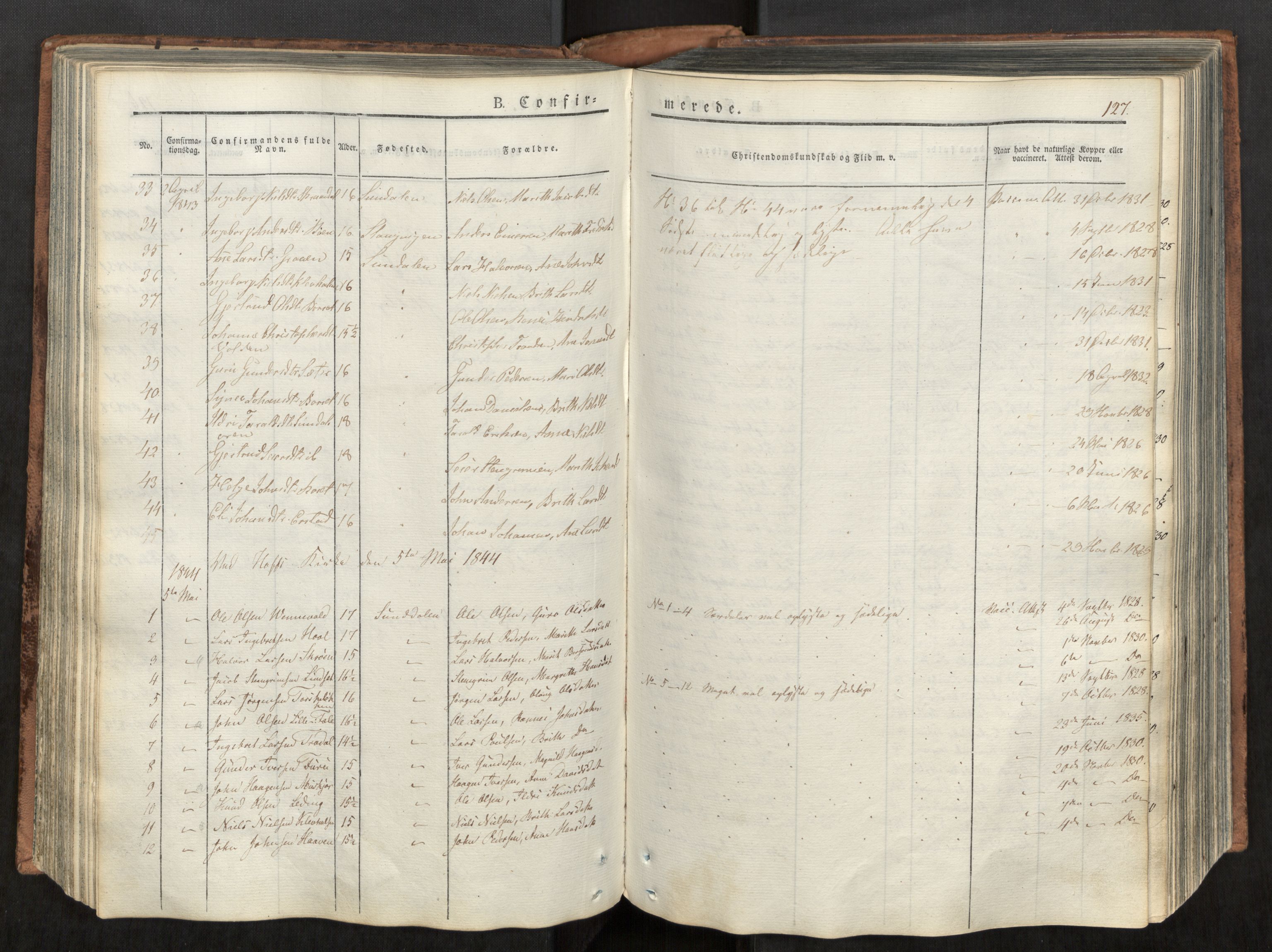 Ministerialprotokoller, klokkerbøker og fødselsregistre - Møre og Romsdal, SAT/A-1454/590/L1012: Parish register (official) no. 590A04, 1832-1846, p. 127