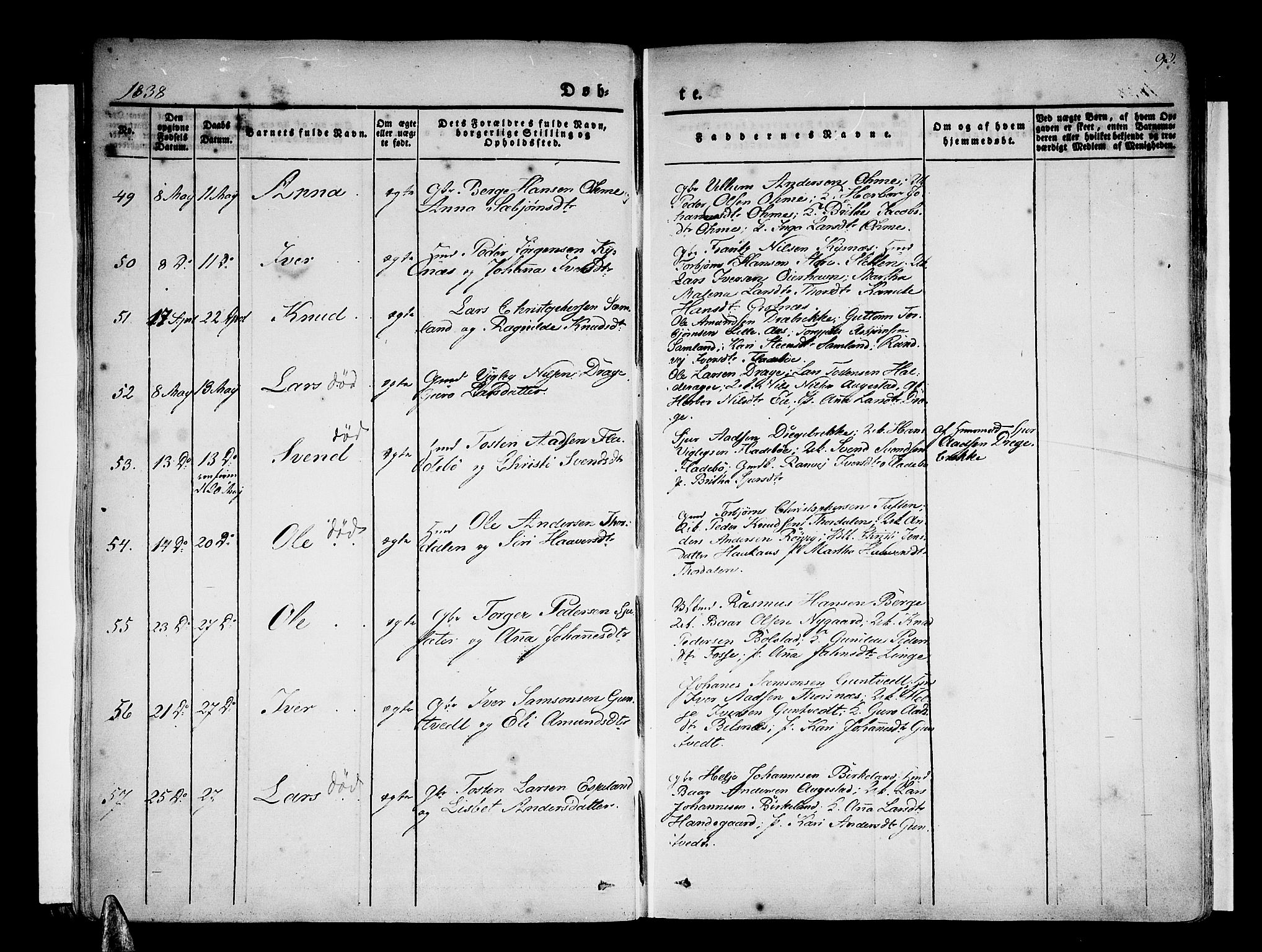 Strandebarm sokneprestembete, AV/SAB-A-78401/H/Haa: Parish register (official) no. A 6, 1826-1843, p. 93