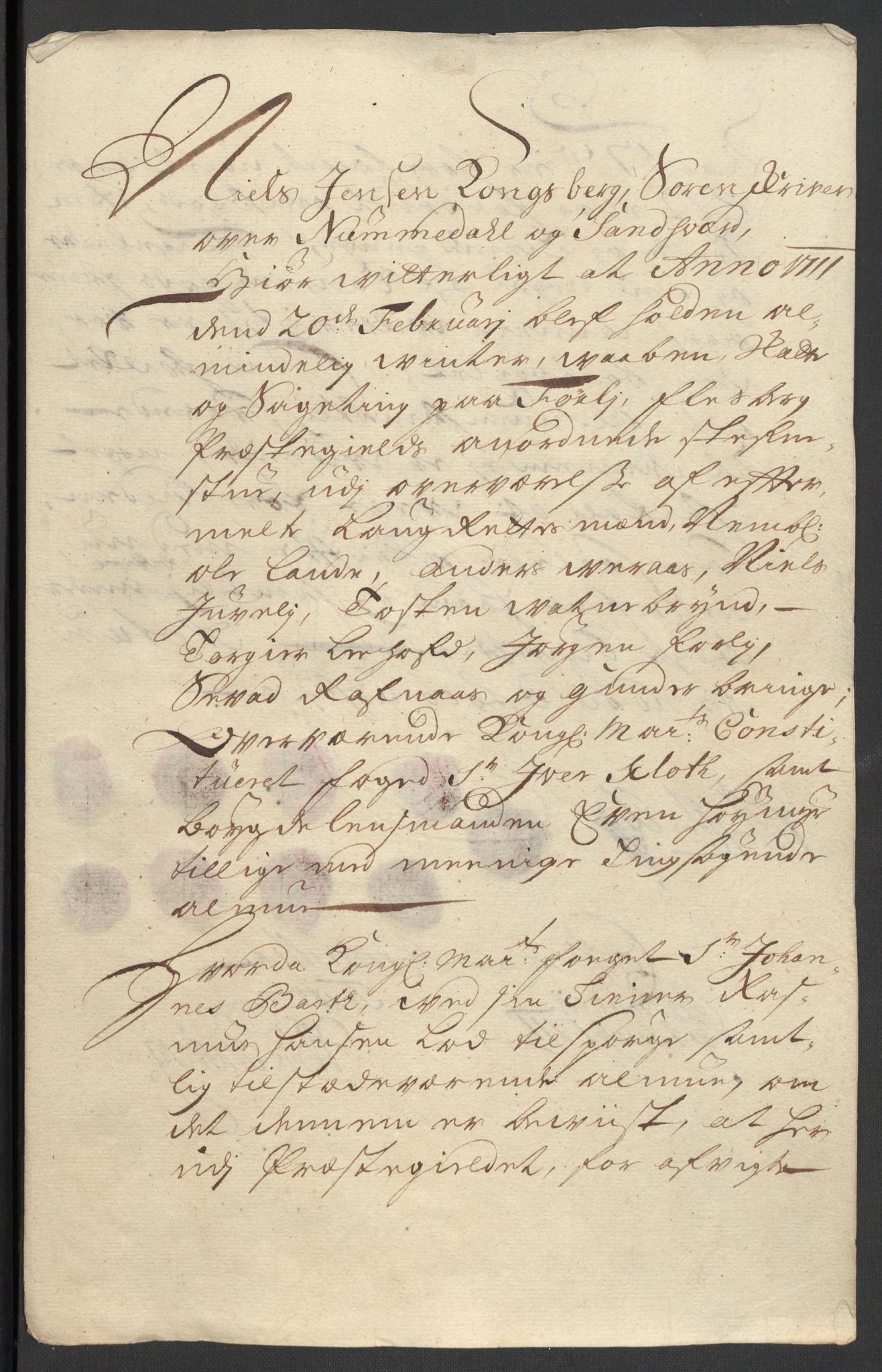 Rentekammeret inntil 1814, Reviderte regnskaper, Fogderegnskap, AV/RA-EA-4092/R24/L1585: Fogderegnskap Numedal og Sandsvær, 1709-1710, p. 192