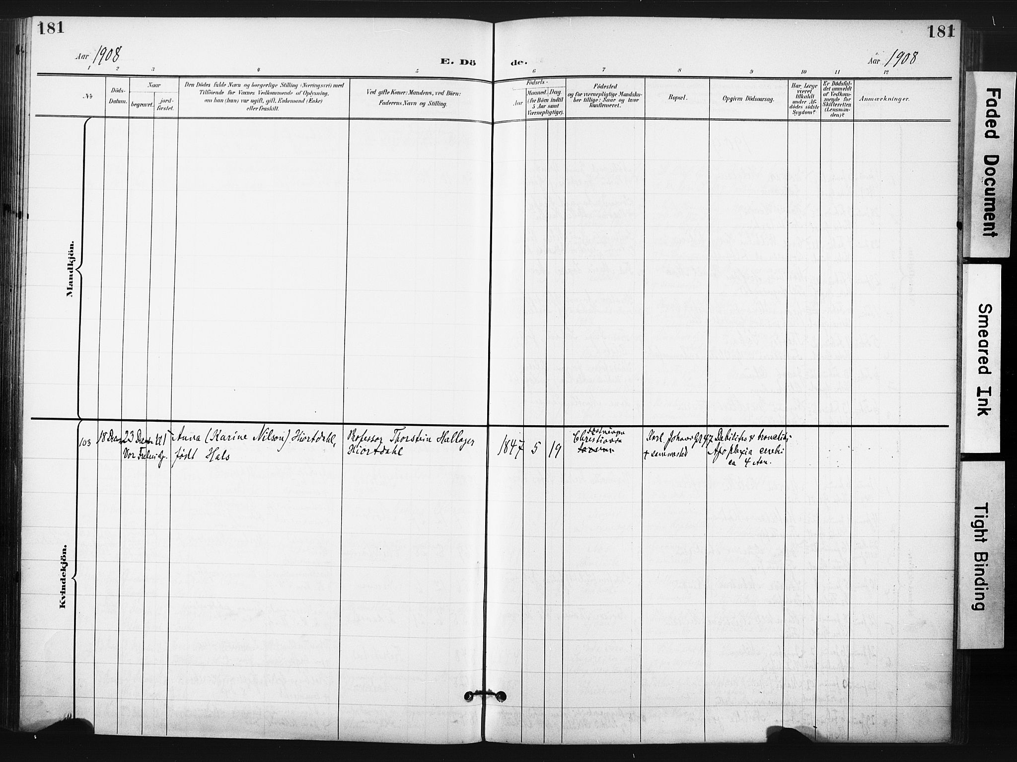 Trefoldighet prestekontor Kirkebøker, SAO/A-10882/F/Fd/L0004: Parish register (official) no. IV 4, 1897-1912, p. 181