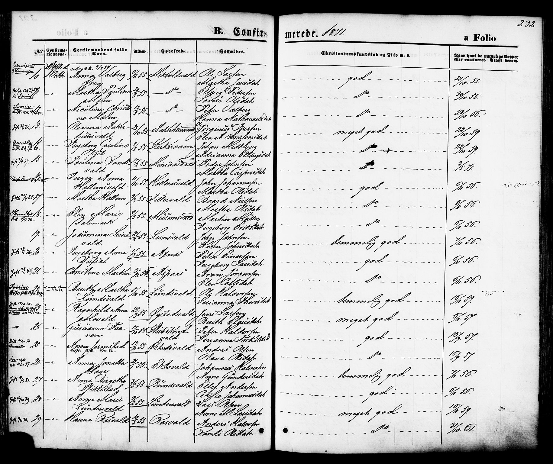 Ministerialprotokoller, klokkerbøker og fødselsregistre - Nord-Trøndelag, AV/SAT-A-1458/723/L0242: Parish register (official) no. 723A11, 1870-1880, p. 232