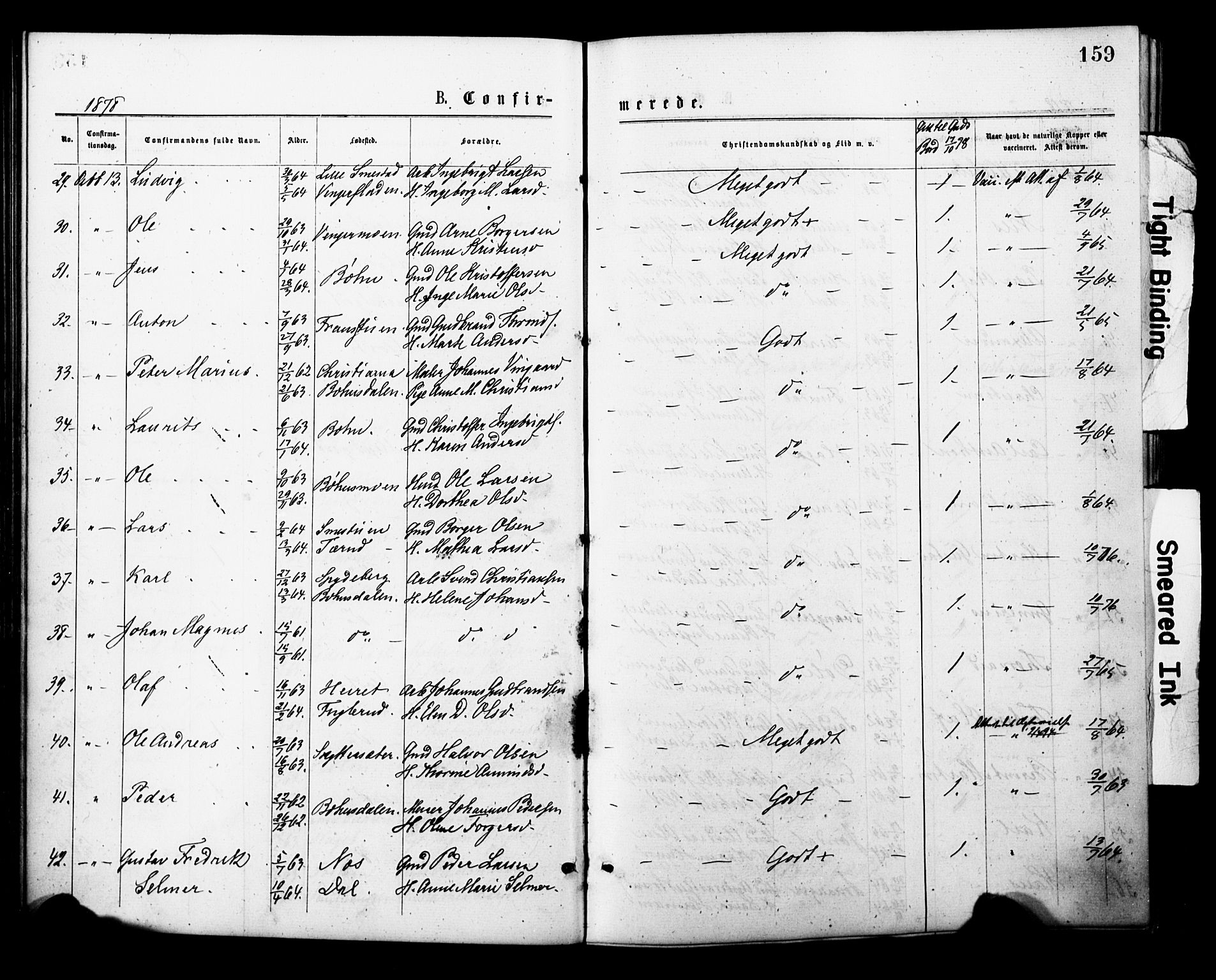 Eidsvoll prestekontor Kirkebøker, AV/SAO-A-10888/F/Fa/L0001: Parish register (official) no. I 1, 1877-1881, p. 159