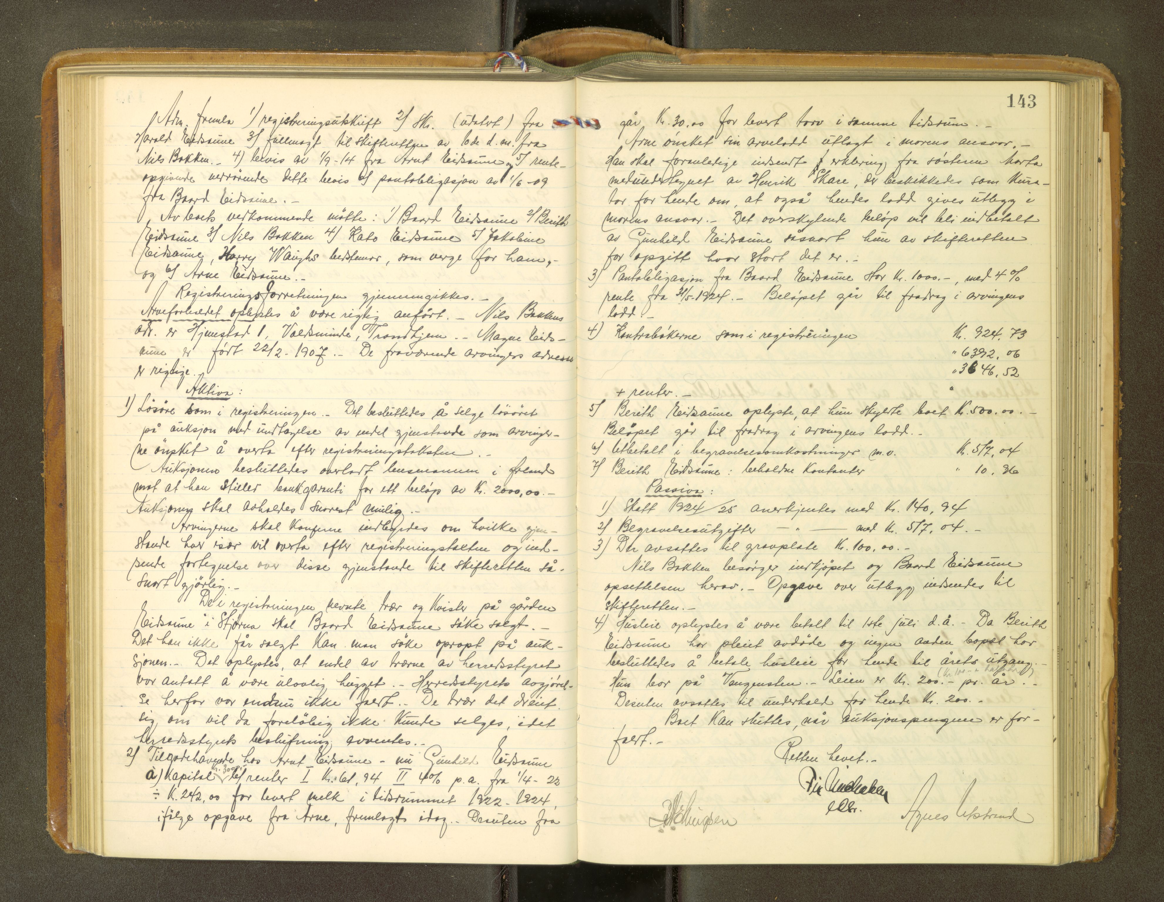 Fosen sorenskriveri, AV/SAT-A-1107/1/3/3B/L0013: Skiftebehandlingsprotokoll, 1923-1927, p. 143