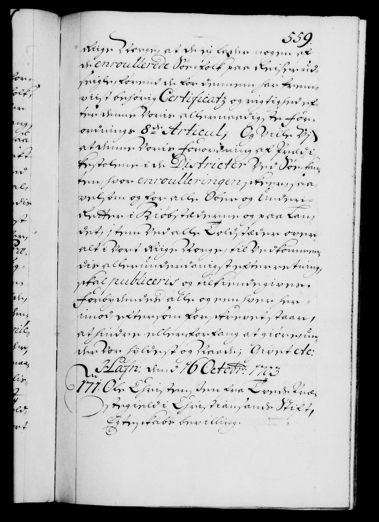 Danske Kanselli 1572-1799, AV/RA-EA-3023/F/Fc/Fca/Fcaa/L0018: Norske registre, 1699-1703, p. 559a